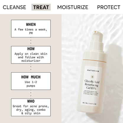 Naturium ten percent glycolic acid leave-on gel skincare solution
