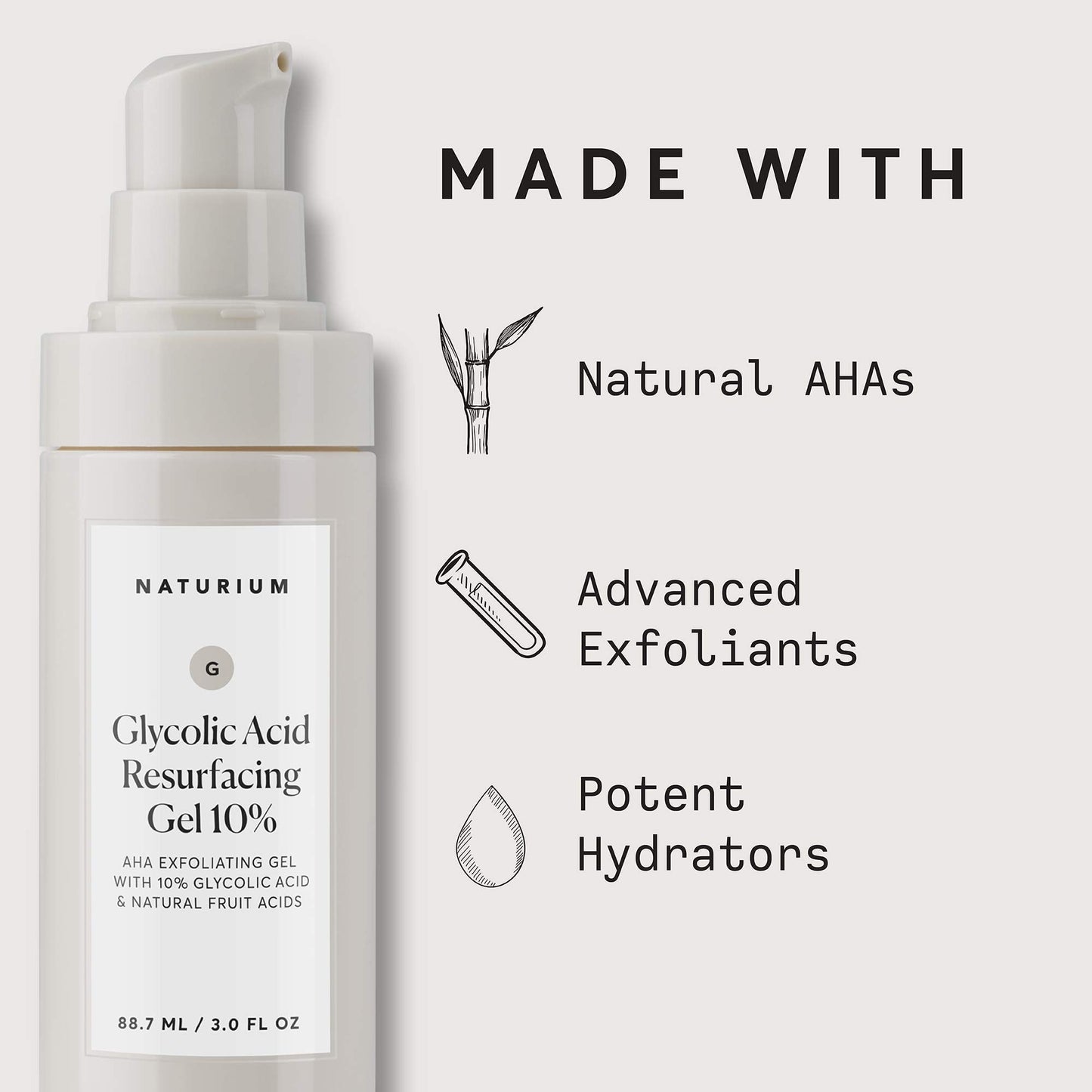 Naturium evening skincare routine resurfacing gel bottle display