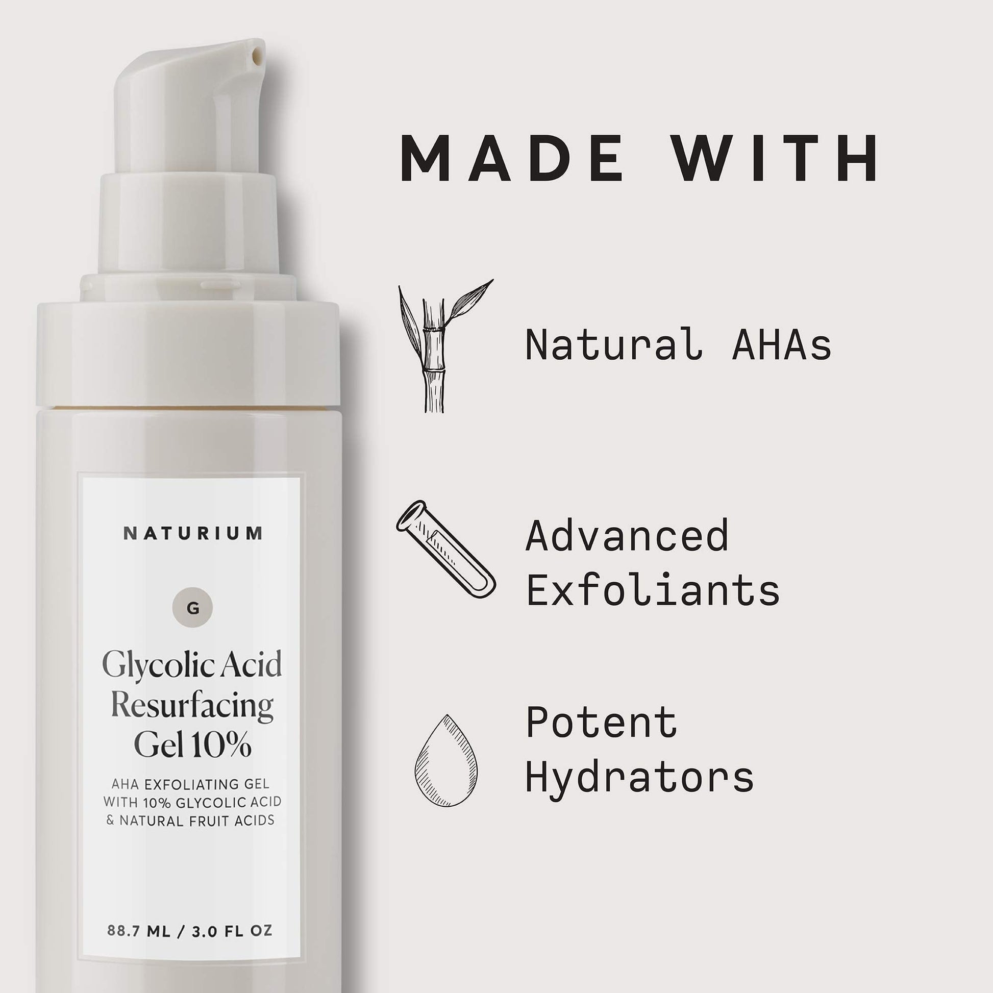 Naturium evening skincare routine resurfacing gel bottle display