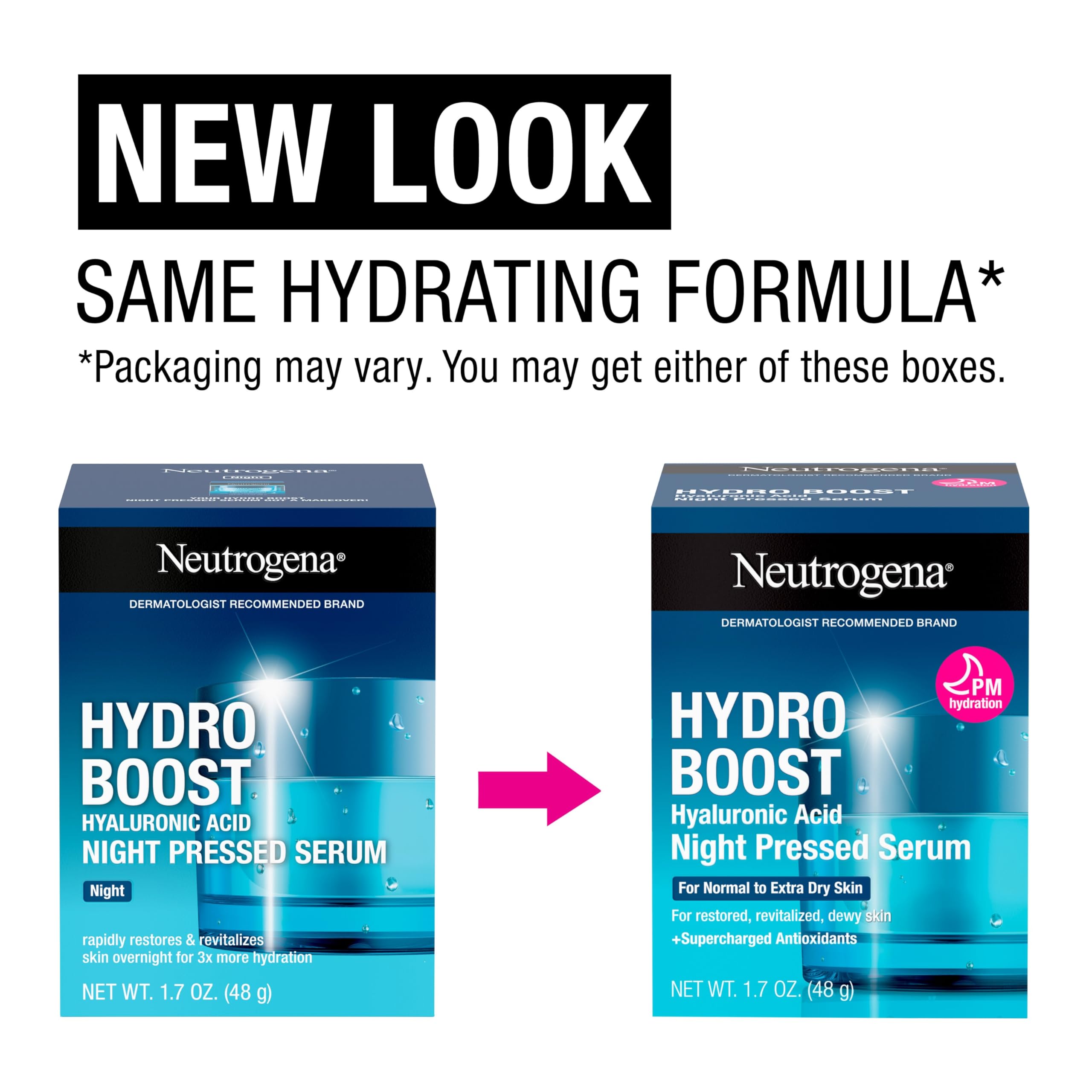 Side view of Neutrogena pressed serum container