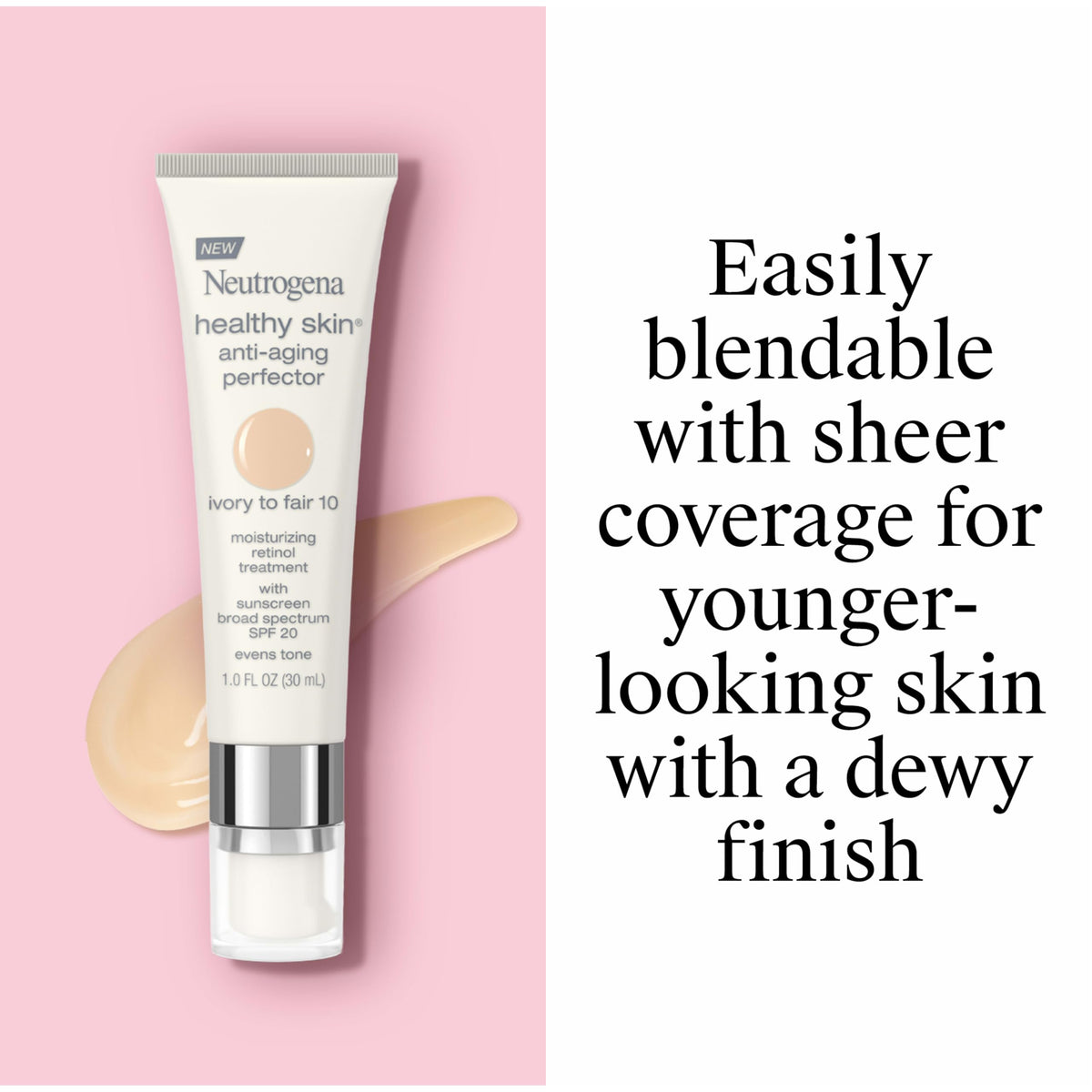Neutrogena tinted moisturizer shade 10 Ivory to Fair label closeup