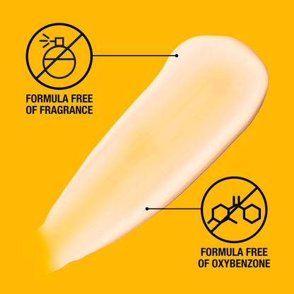 Clear invisible application of the oil free non comedogenic face sunscreen on a patch of skin