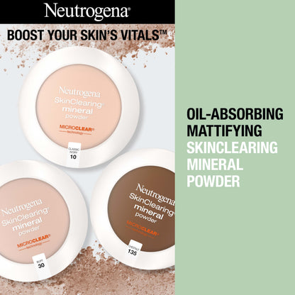 Neutrogena acne concealing pressed powder showing open compact mirror and applicator