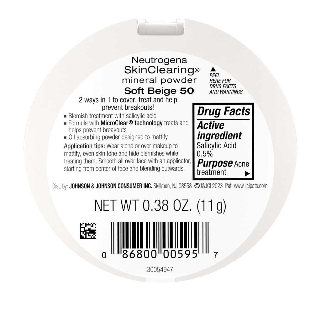 Neutrogena oil-absorbing powder compact angled view showing mirror
