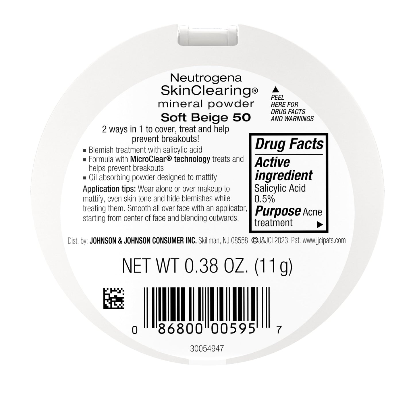 Neutrogena MicroClear technology face powder showing dual sided puff applicator