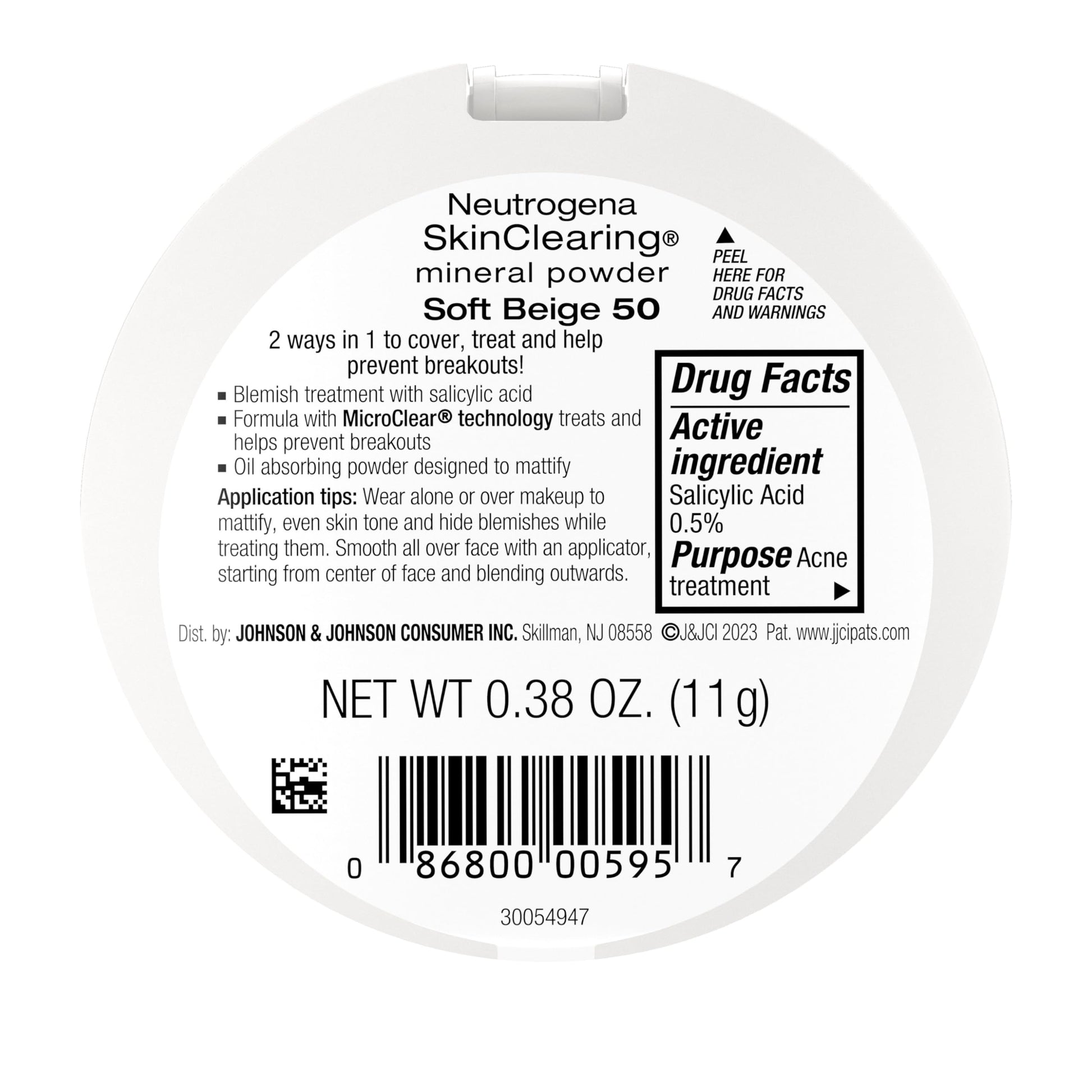 Neutrogena MicroClear technology face powder showing dual sided puff applicator