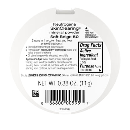 Neutrogena MicroClear technology face powder showing dual sided puff applicator