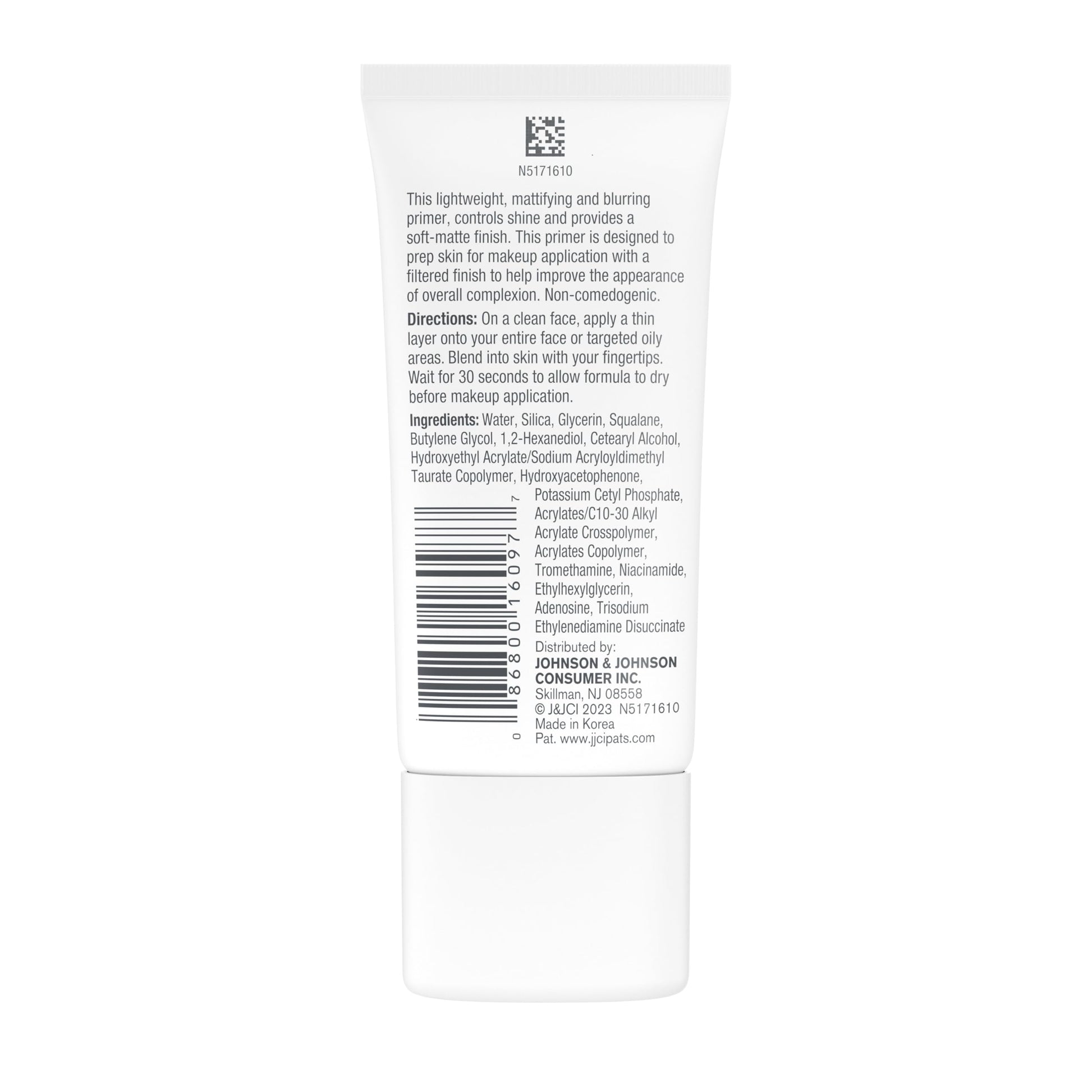 Close up of Neutrogena mattifying primer label