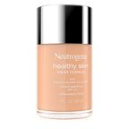 Back side of Neutrogena Healthy Skin foundation bottle with ingredient details