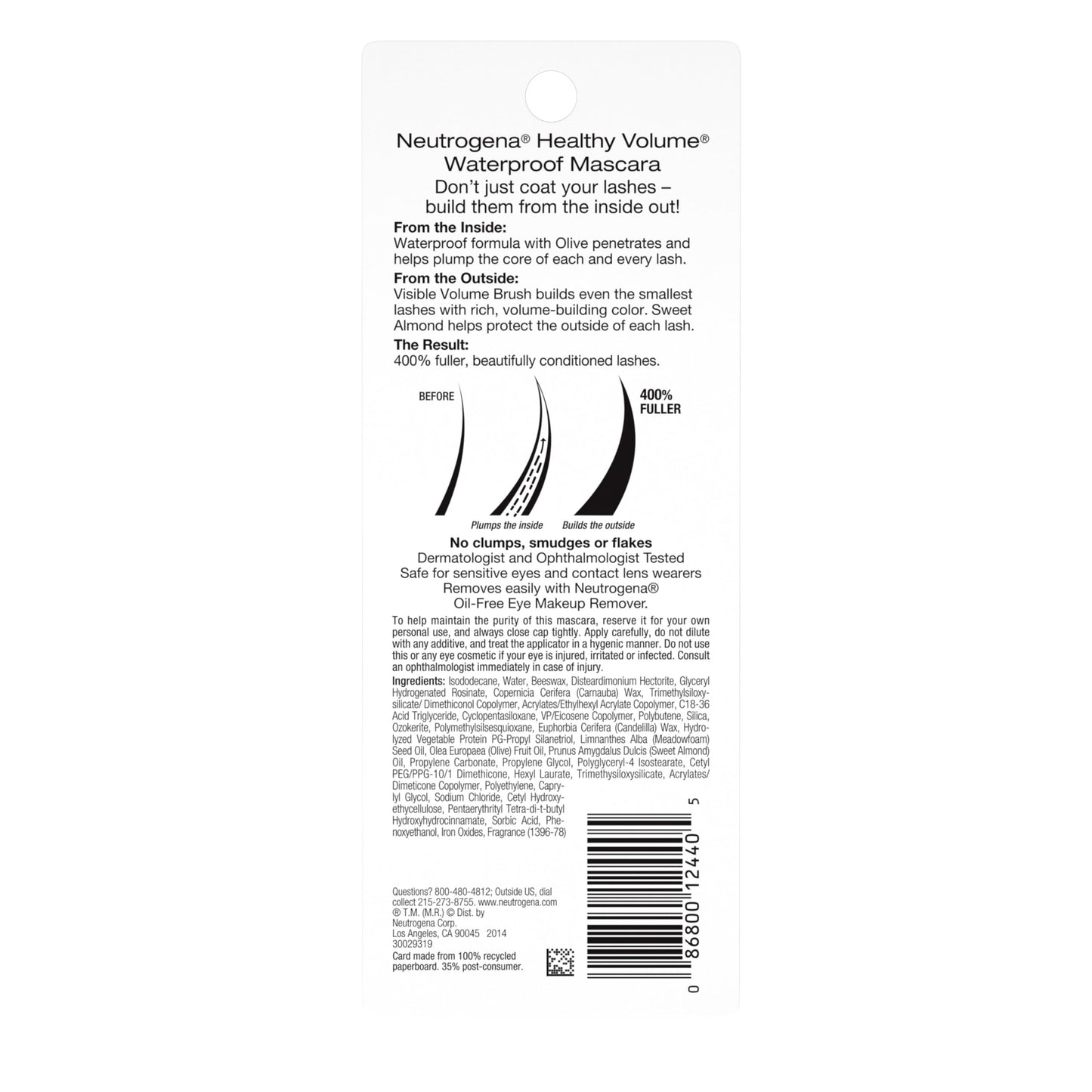 Premium USA imported beauty care Neutrogena healthy volume mascara packaging display