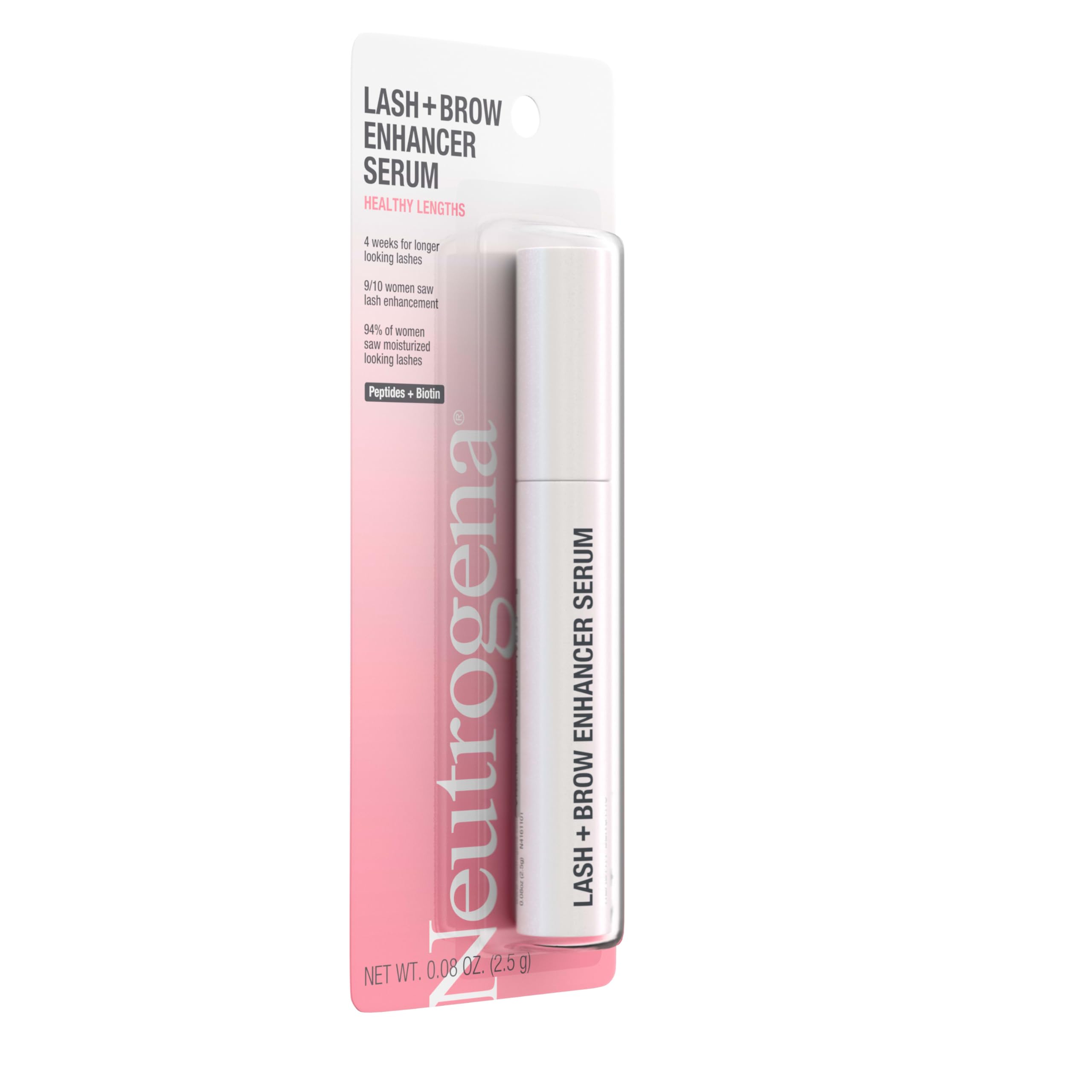 Neutrogena lash enhancer serum box showing biotin and peptide labels