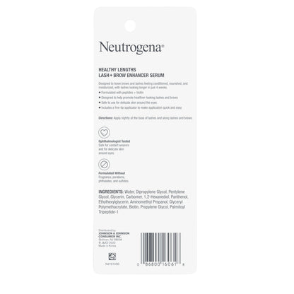 Neutrogena lash and brow serum branding and product capacity details