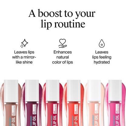 Close up of Neutrogena Hydro Boost lip oil packaging and shade details