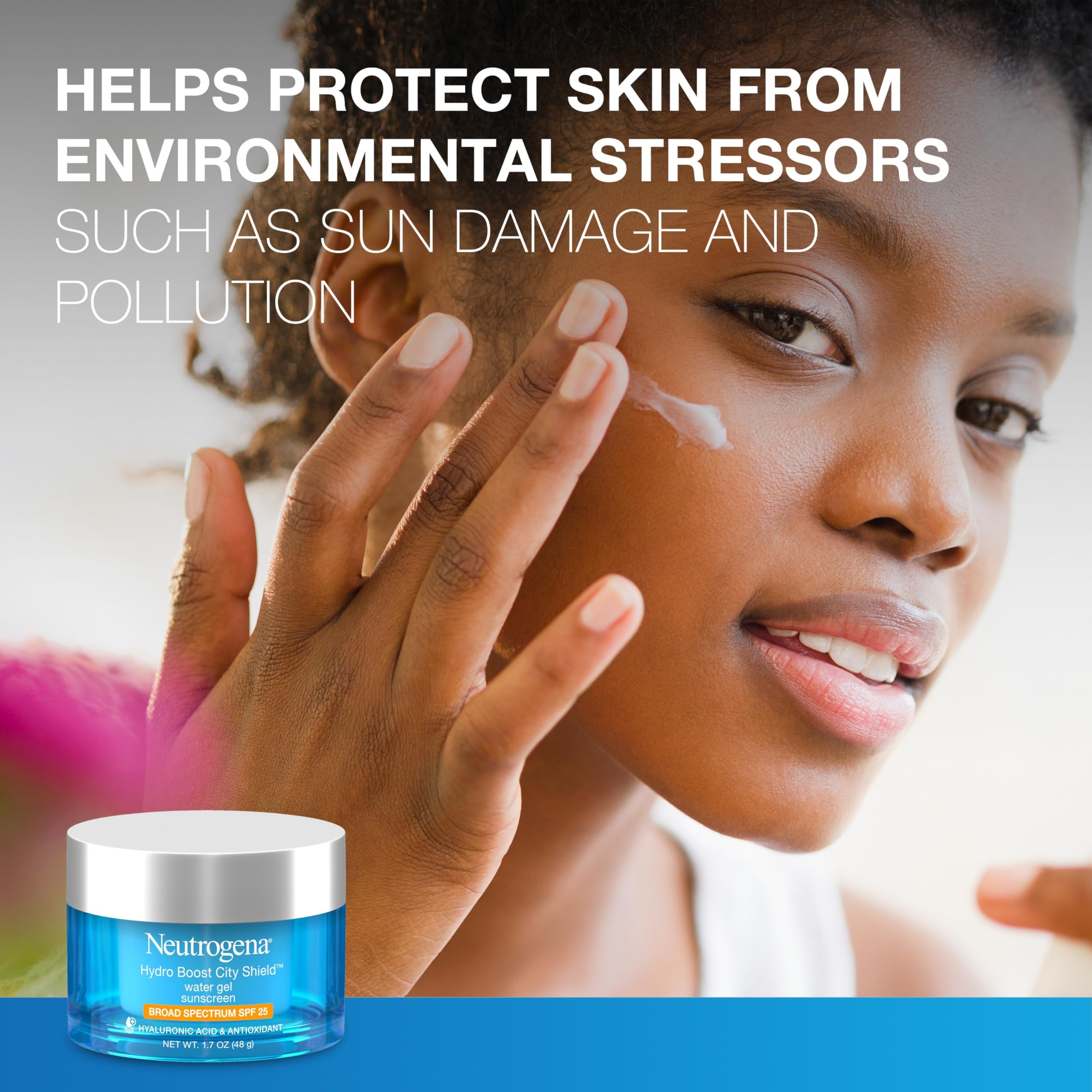 Texture demonstration of Neutrogena City Shield water gel on skin.