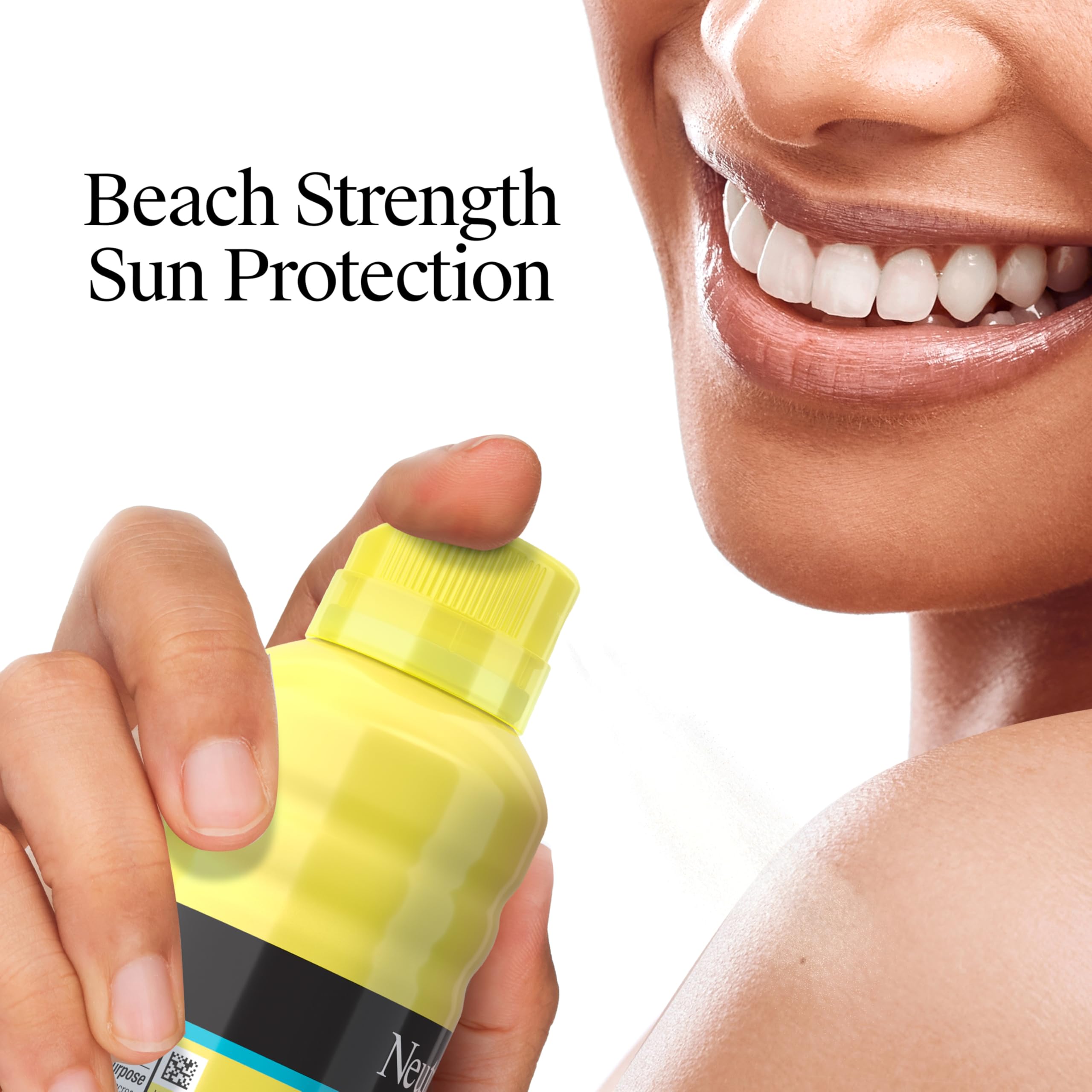 Application of Neutrogena Beach Defense spray on arm
