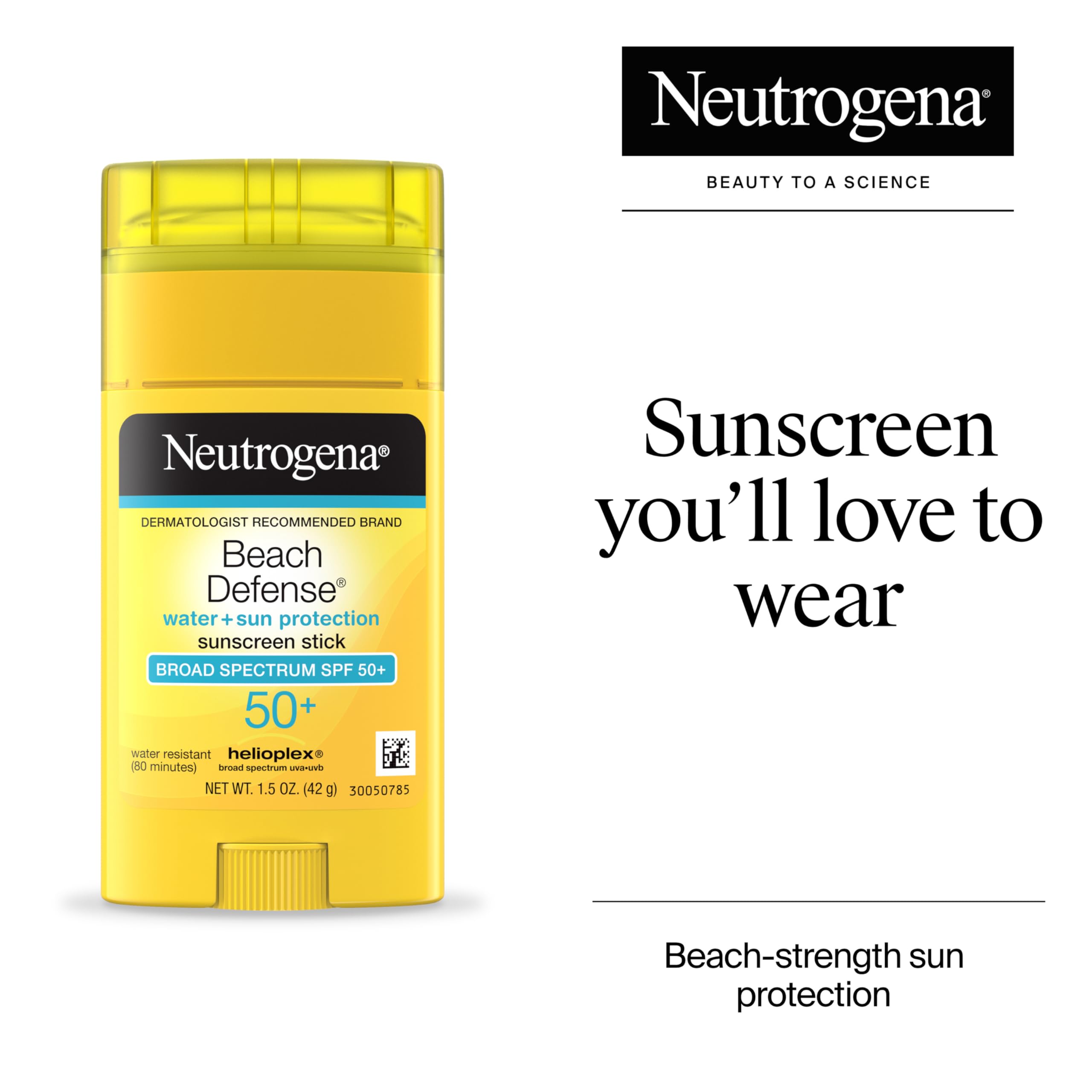 Neutrogena Beach Defense Sunscreen Stick SPF 50 label close up