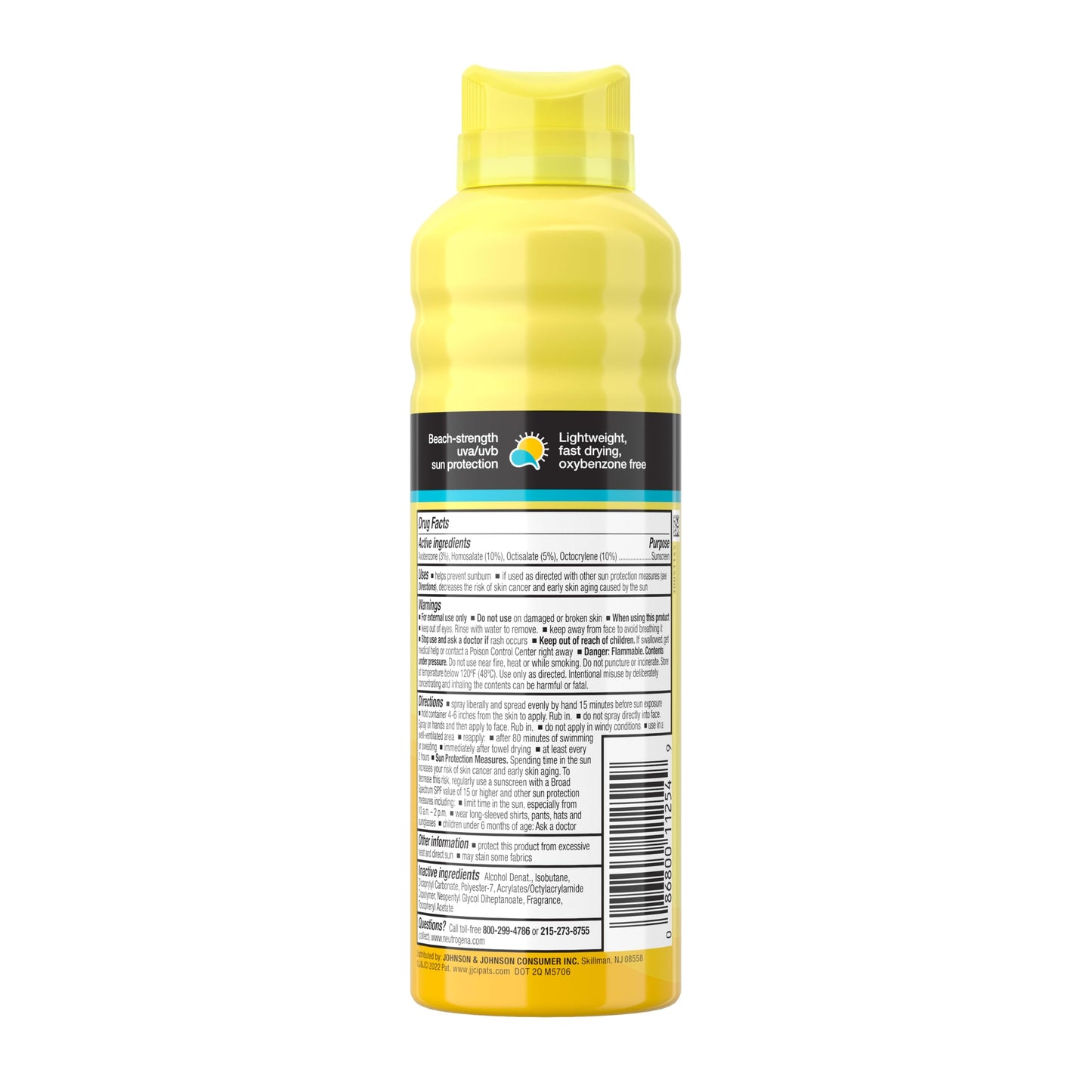 Neutrogena Beach Defense sunscreen spray ready for travel