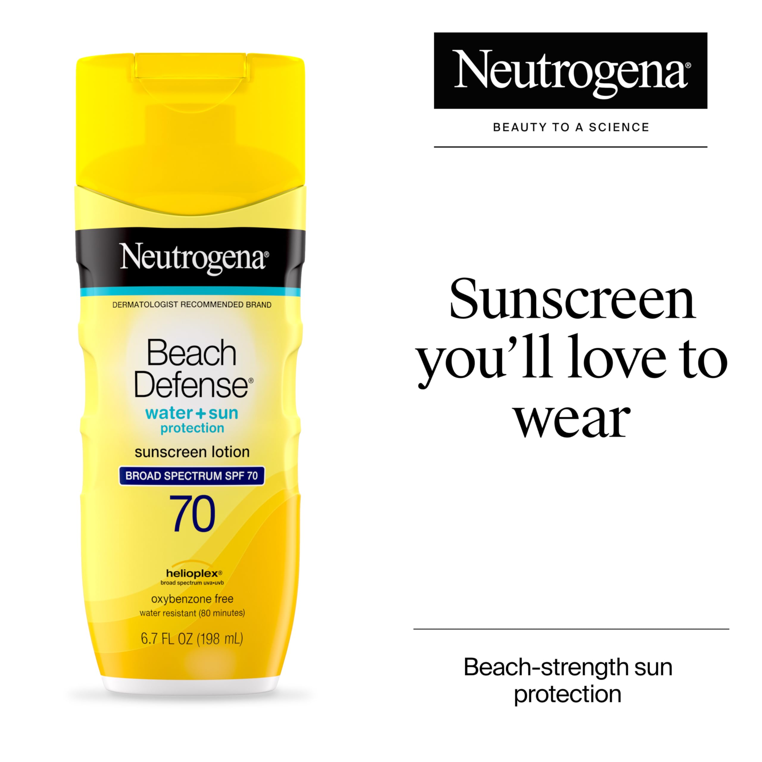 Neutrogena Beach Defense sunscreen label showing SPF 70 protection