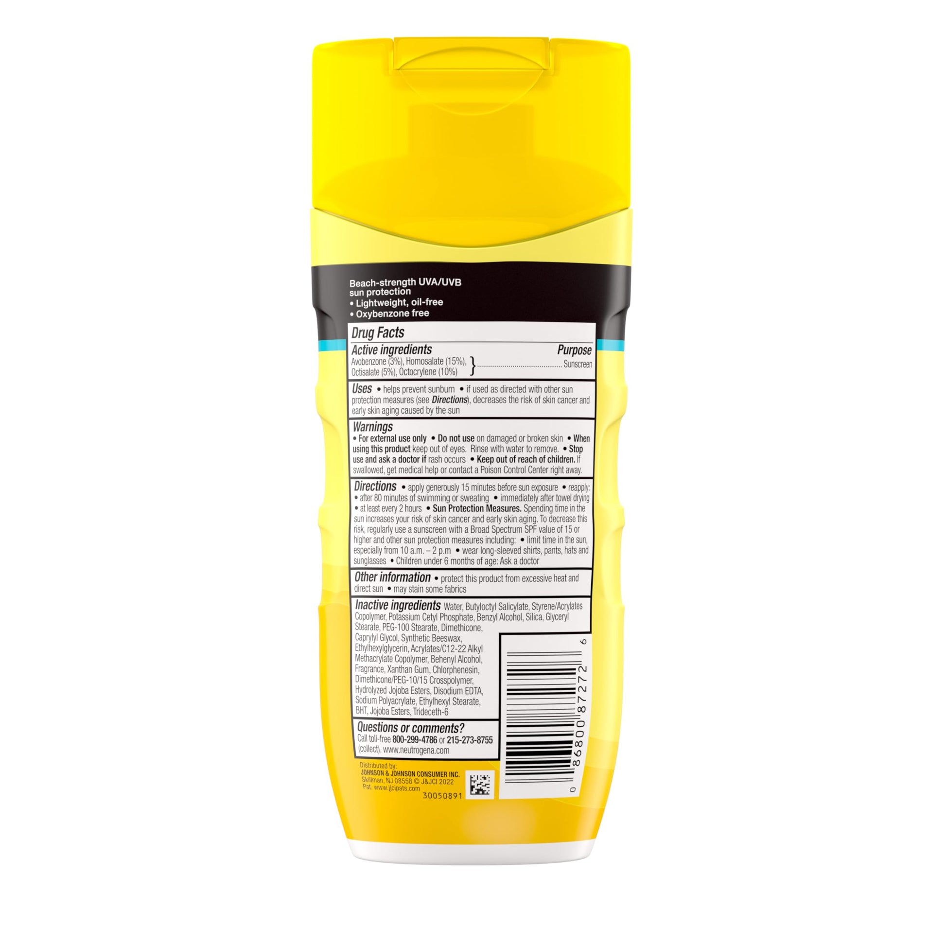 Neutrogena Beach Defense sunscreen 6.7 fluid ounce bottle scale