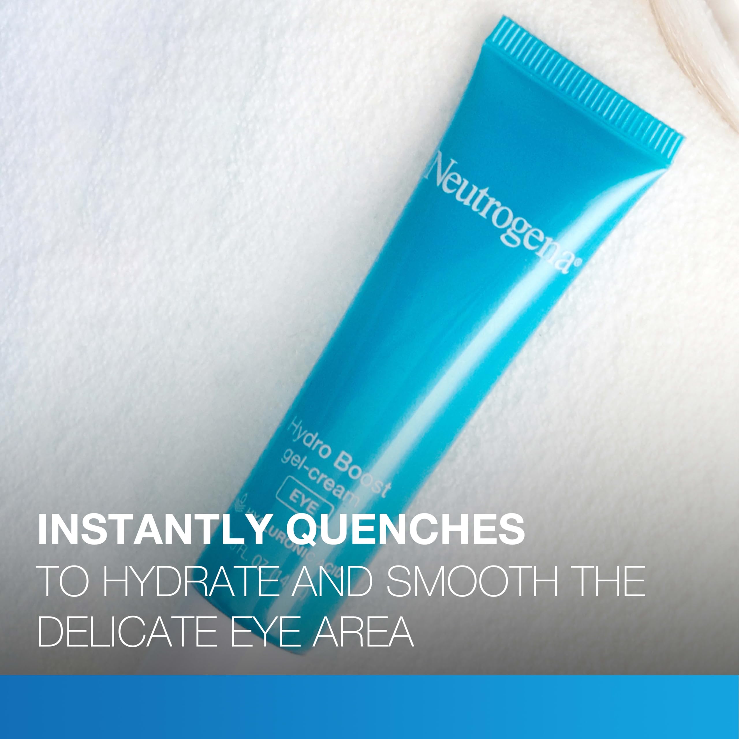 Authentic imported Neutrogena Hydro Boost eye treatment tube beside skincare vanity