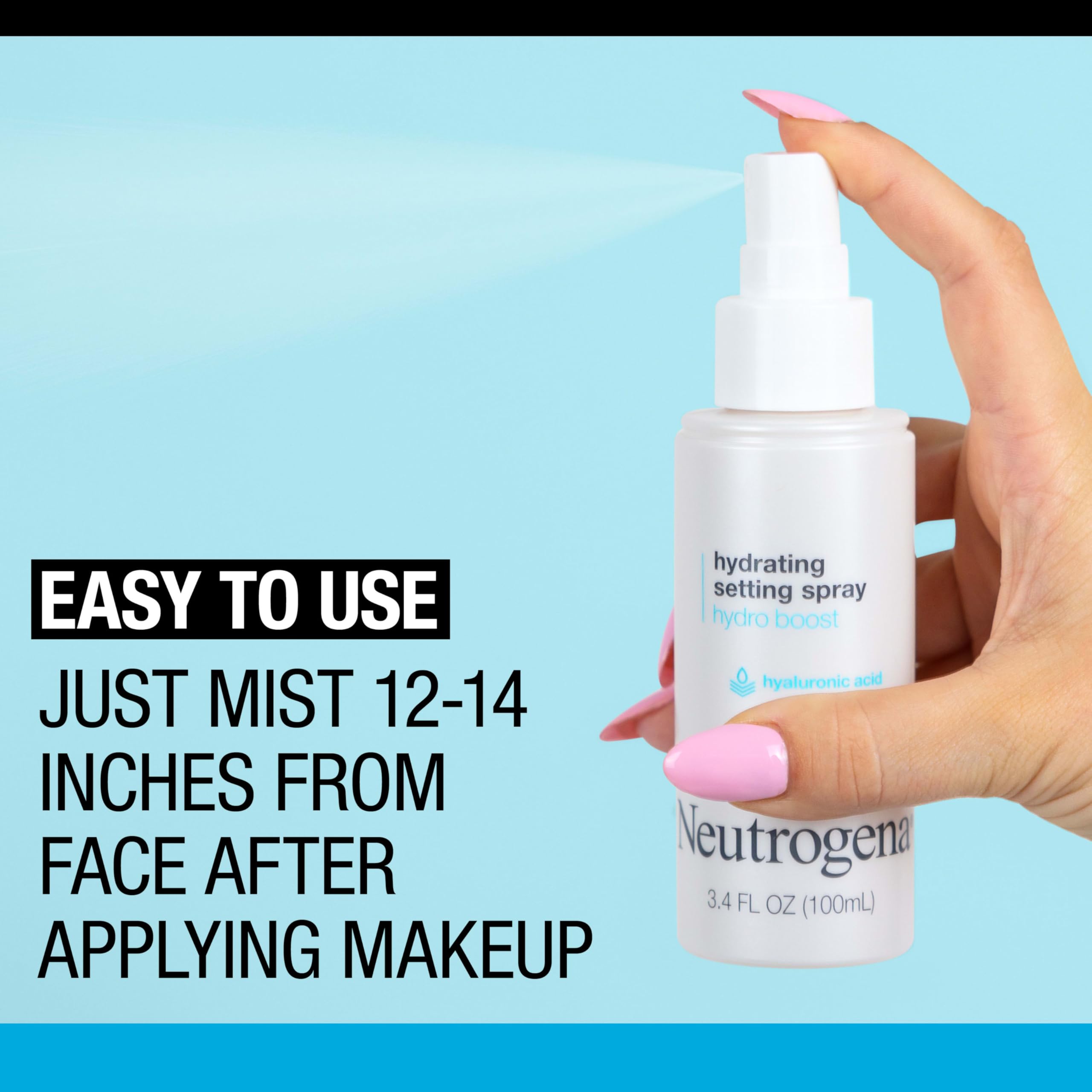 Fragrance free makeup setting mist with purified hyaluronic acid for dry skin
