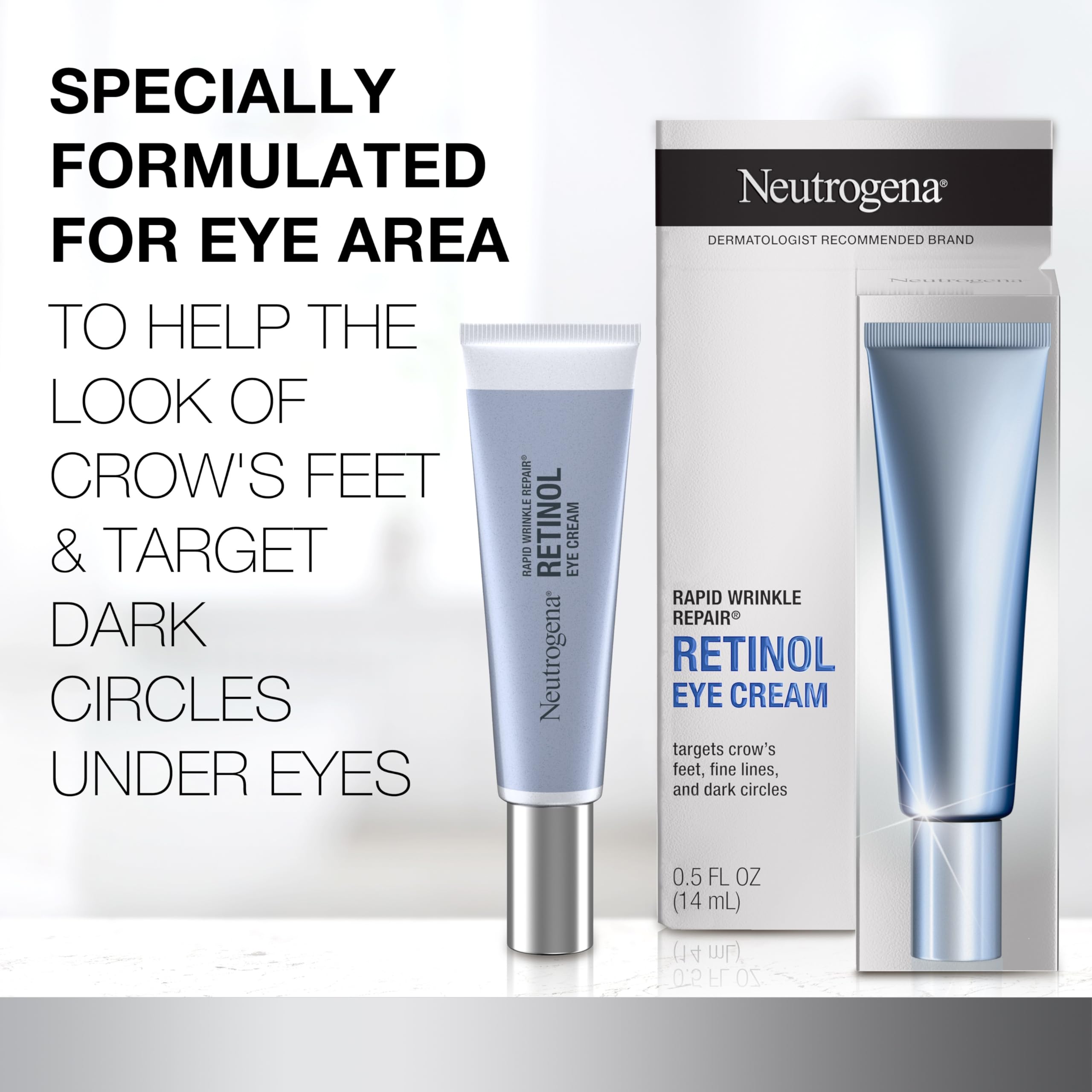 Anti-aging retinol eye cream tube for dark circles and fine lines