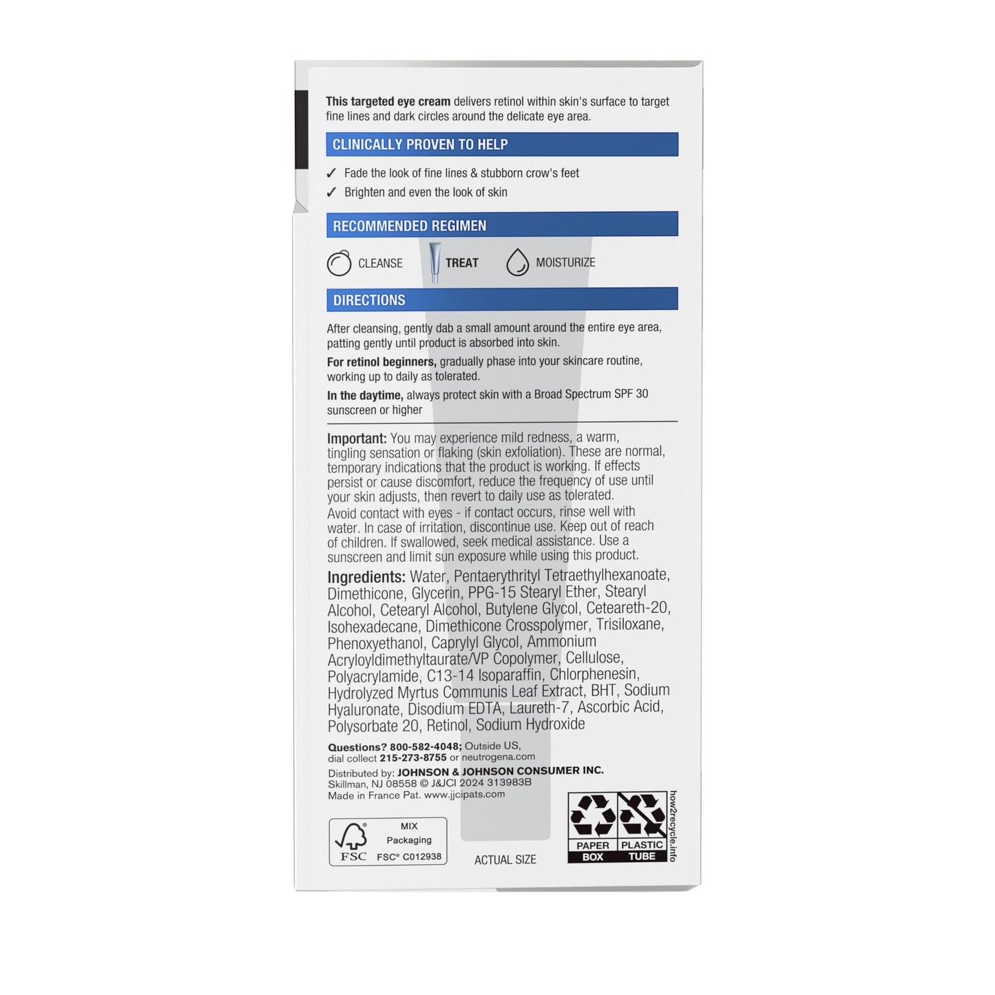 Authentic Neutrogena skincare product packaging for anti-aging eye care