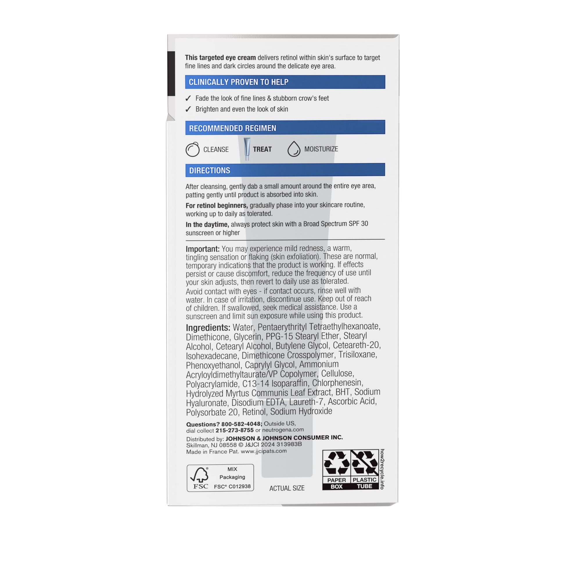Authentic Neutrogena skincare product packaging for anti-aging eye care