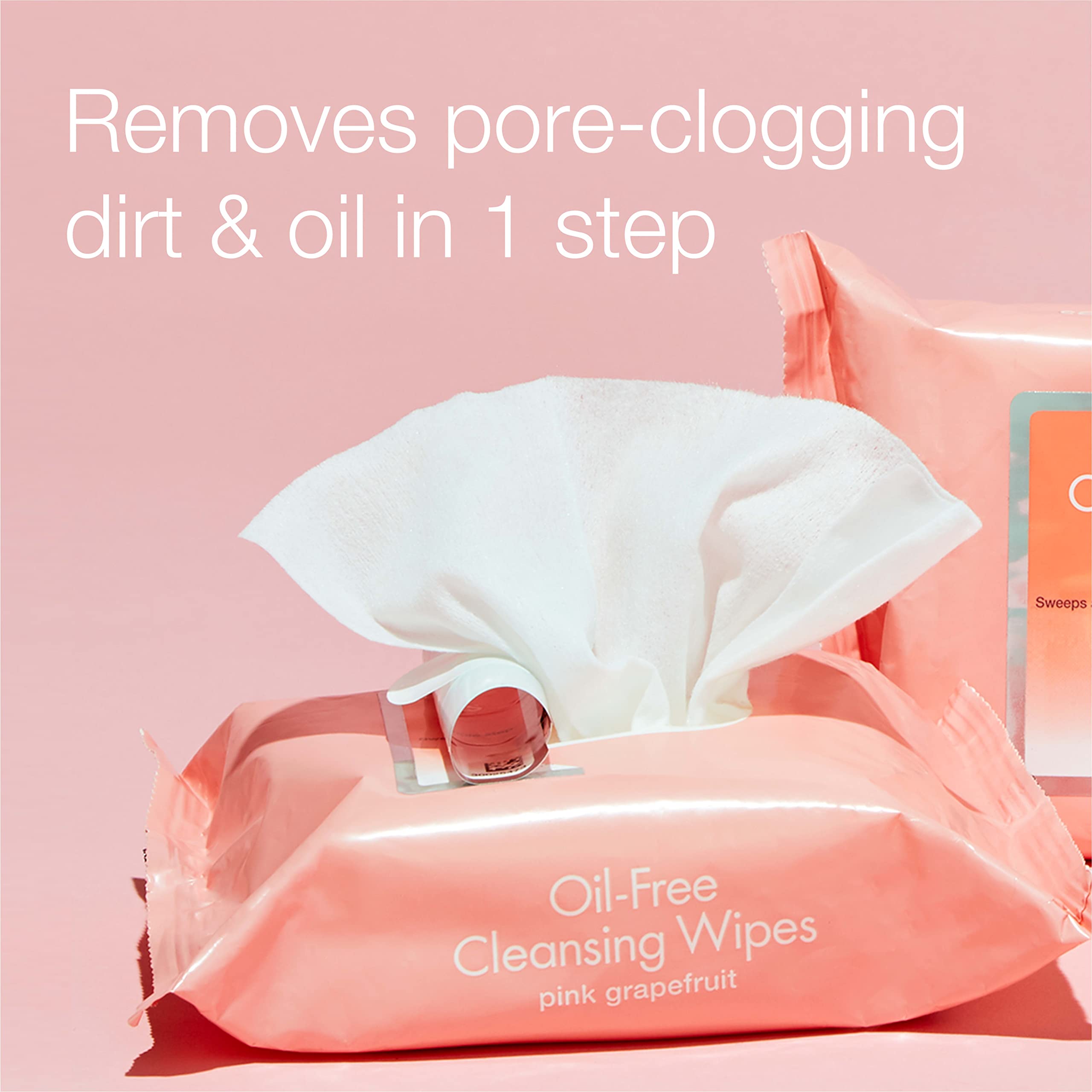 Resealable package opening of Neutrogena grapefruit makeup removing cloths.