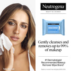 Three packs of Neutrogena makeup remover towelettes stacked