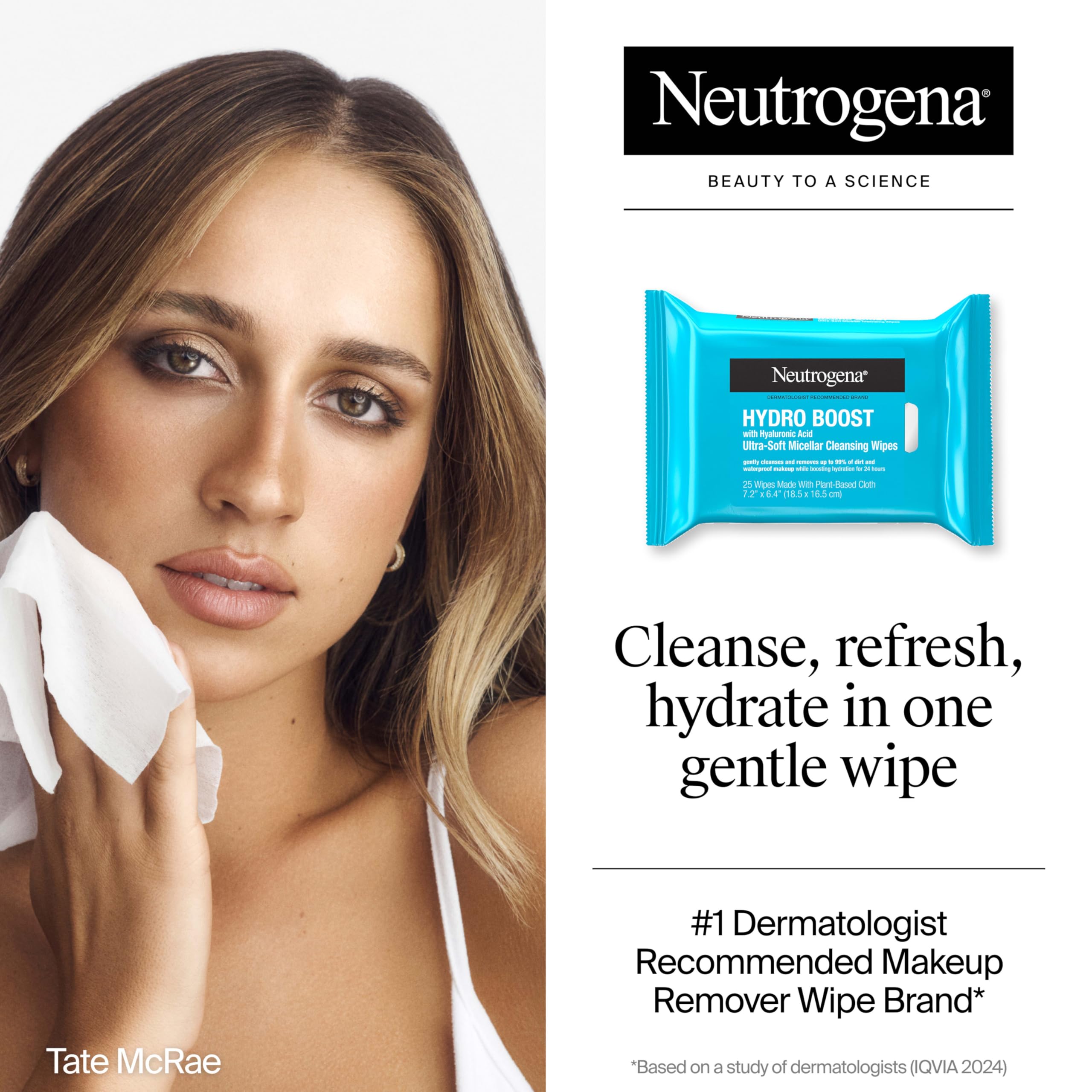 Close up of Neutrogena Hydro Boost cleansing wipes packaging
