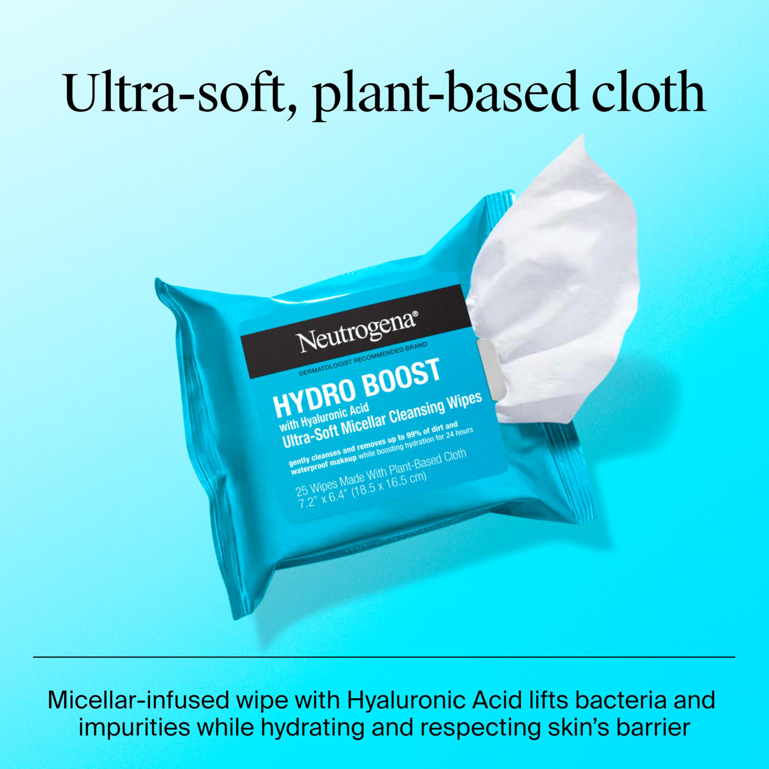 Neutrogena micellar wipes with hyaluronic acid branding