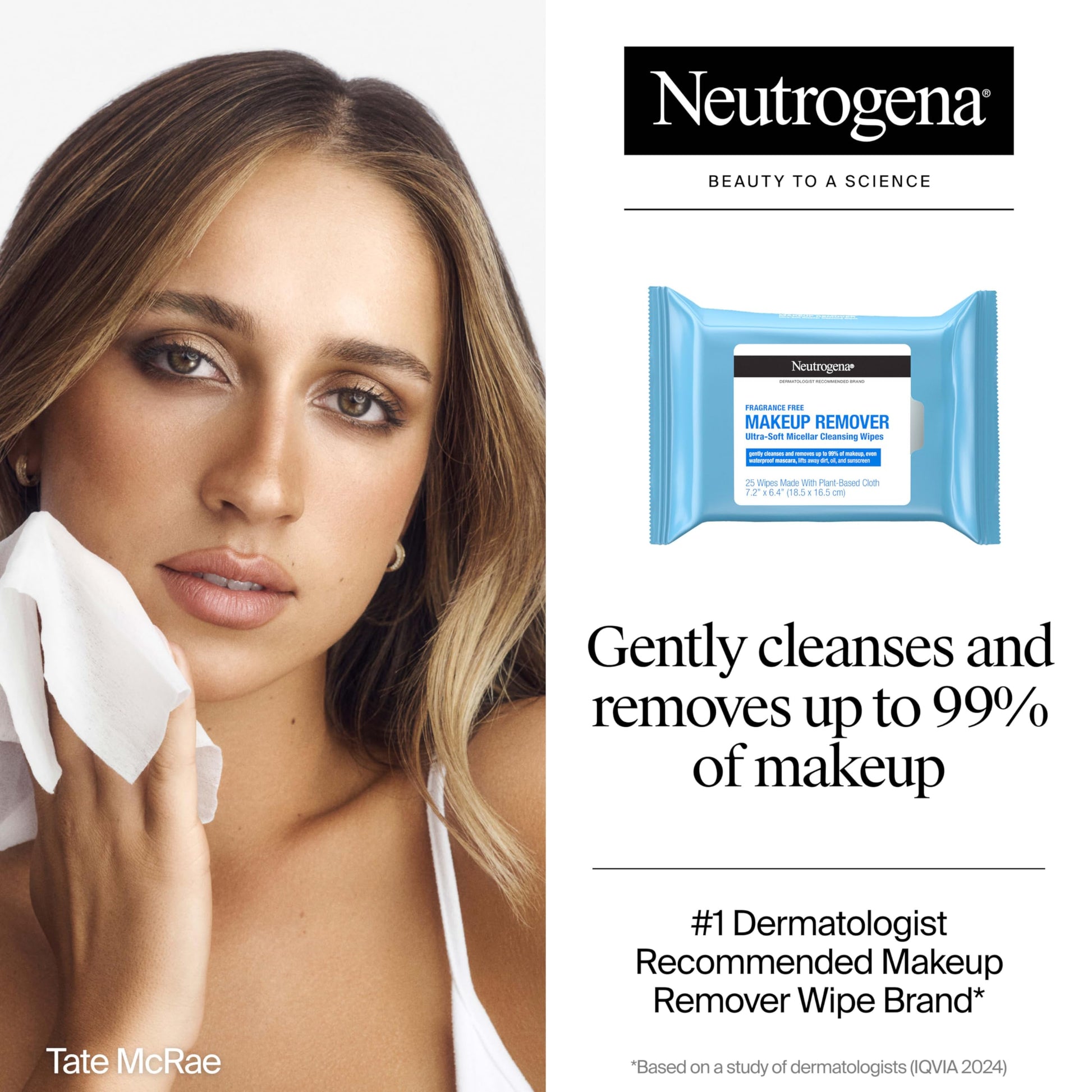Neutrogena ultra-soft micellar cleansing wipes pack open showing pre-moistened cloths