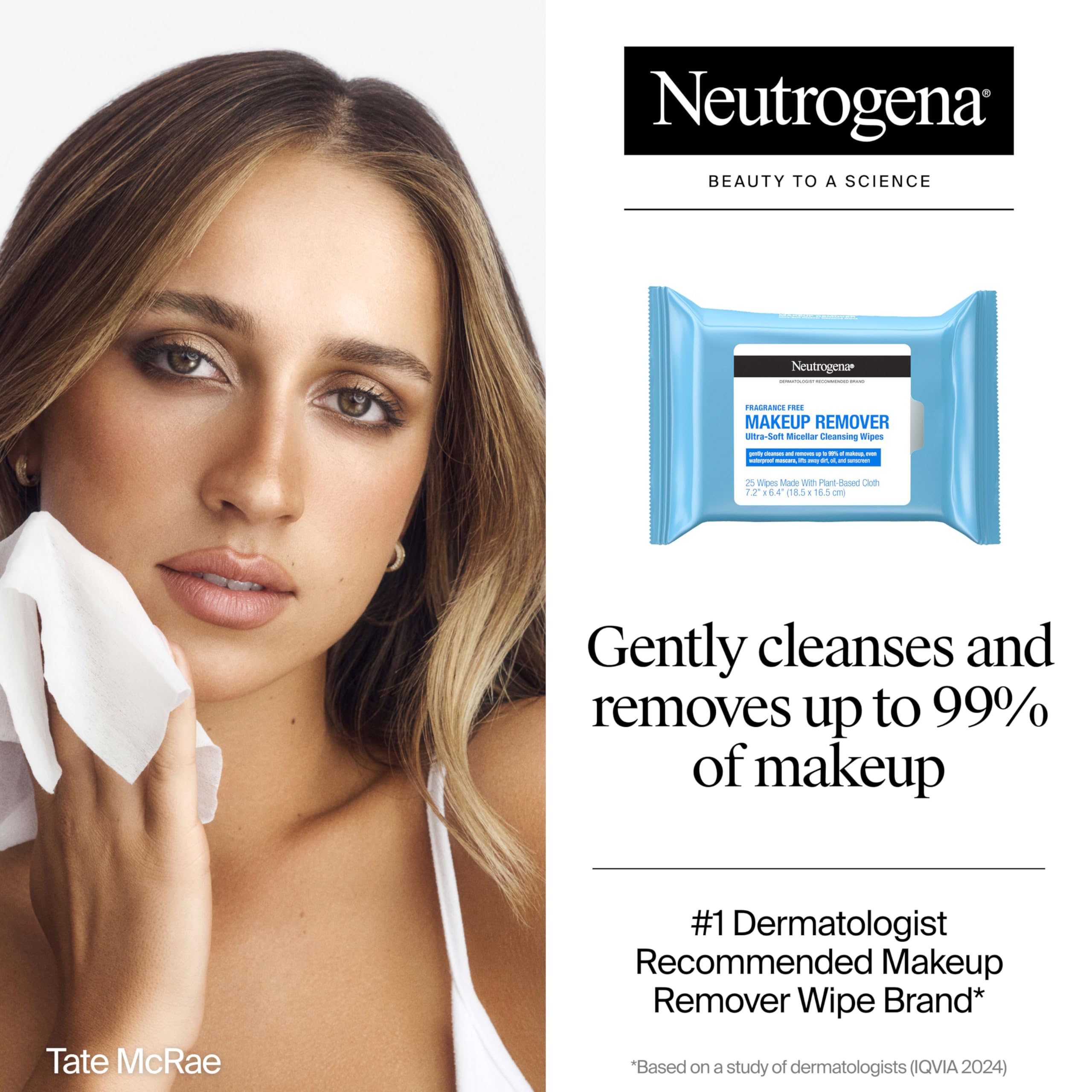 Neutrogena ultra-soft micellar cleansing wipes pack open showing pre-moistened cloths