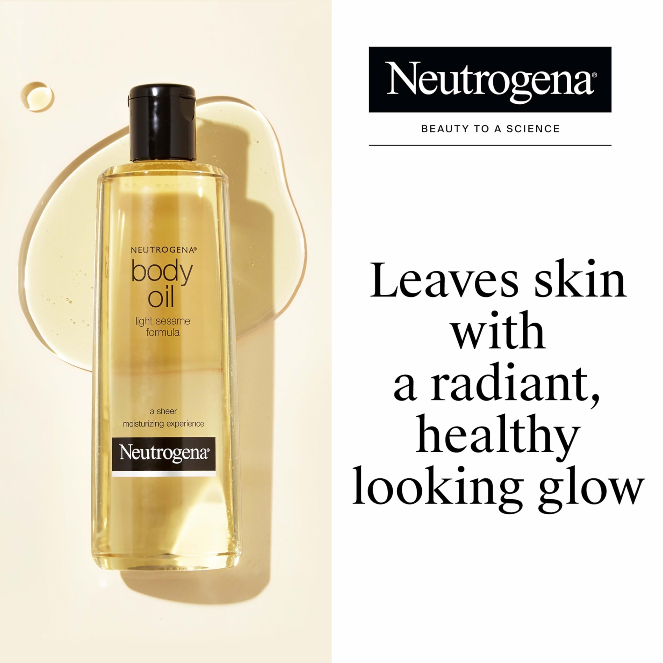 Neutrogena lightweight moisturizing body oil packaging showing the clear fragrance free formula