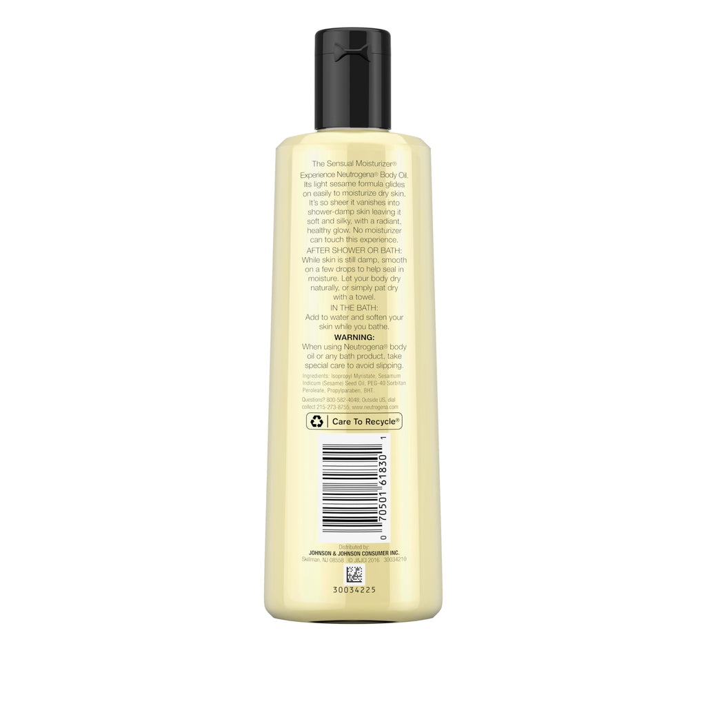 Neutrogena light sesame formula packaging back view