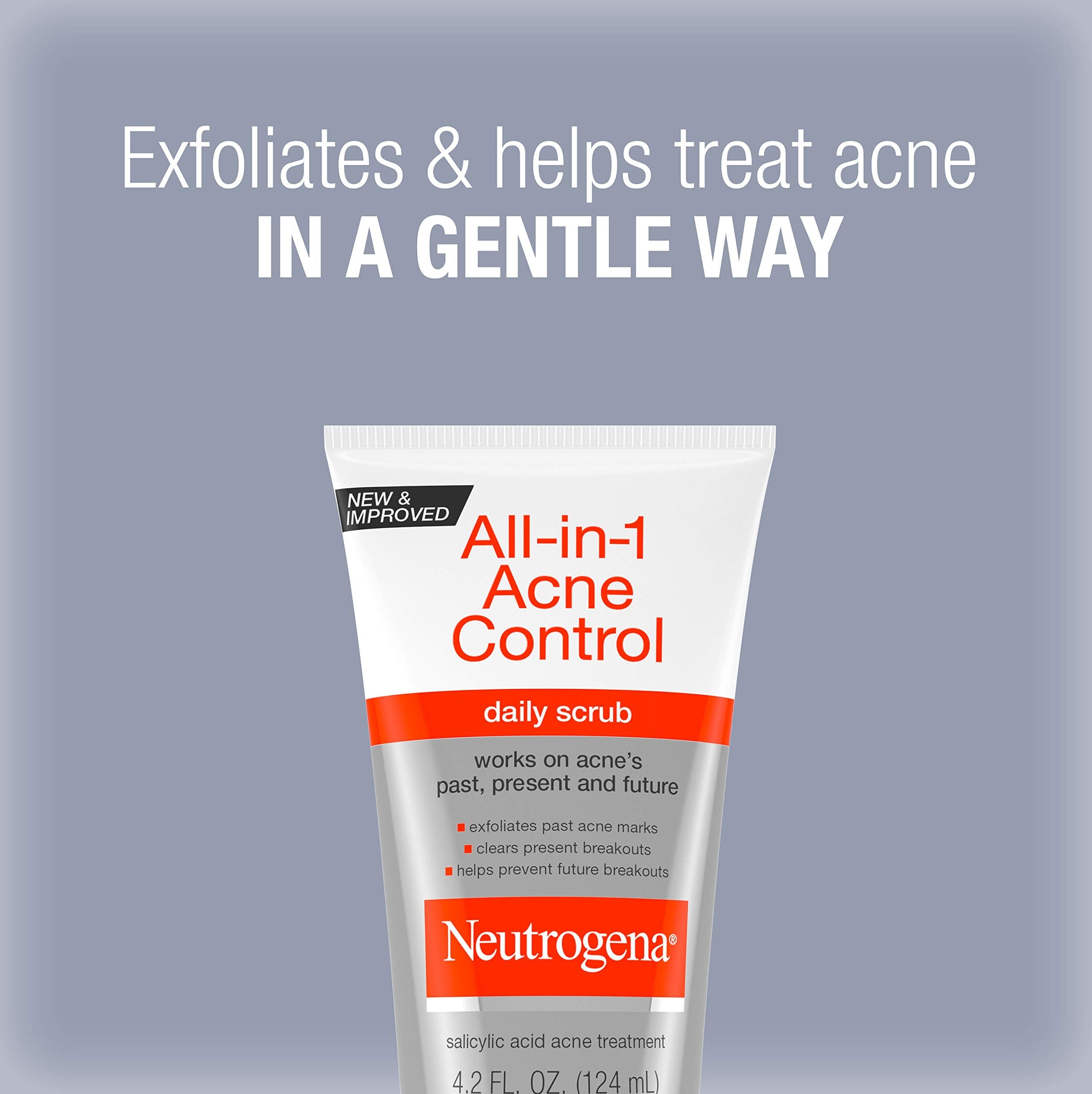 Neutrogena salicylic acid exfoliating daily facial scrub tube for oily skin.