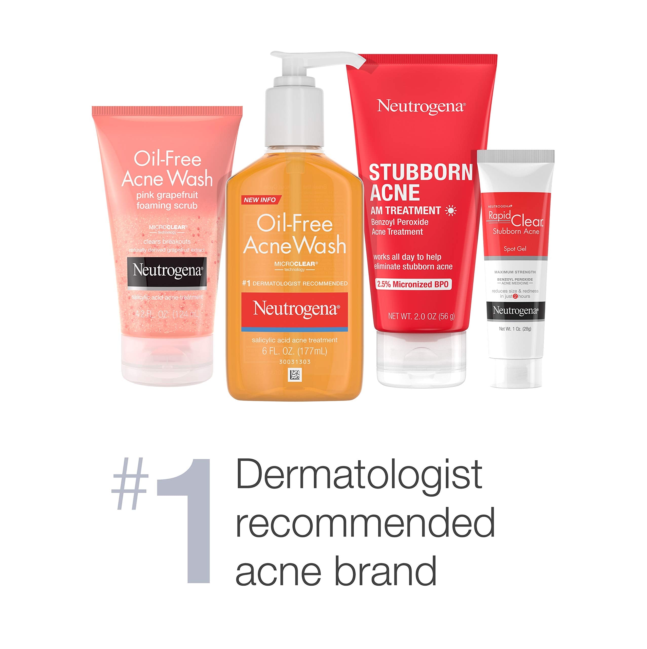 Back label of Neutrogena All-In-1 acne control daily scrub showing active ingredients.