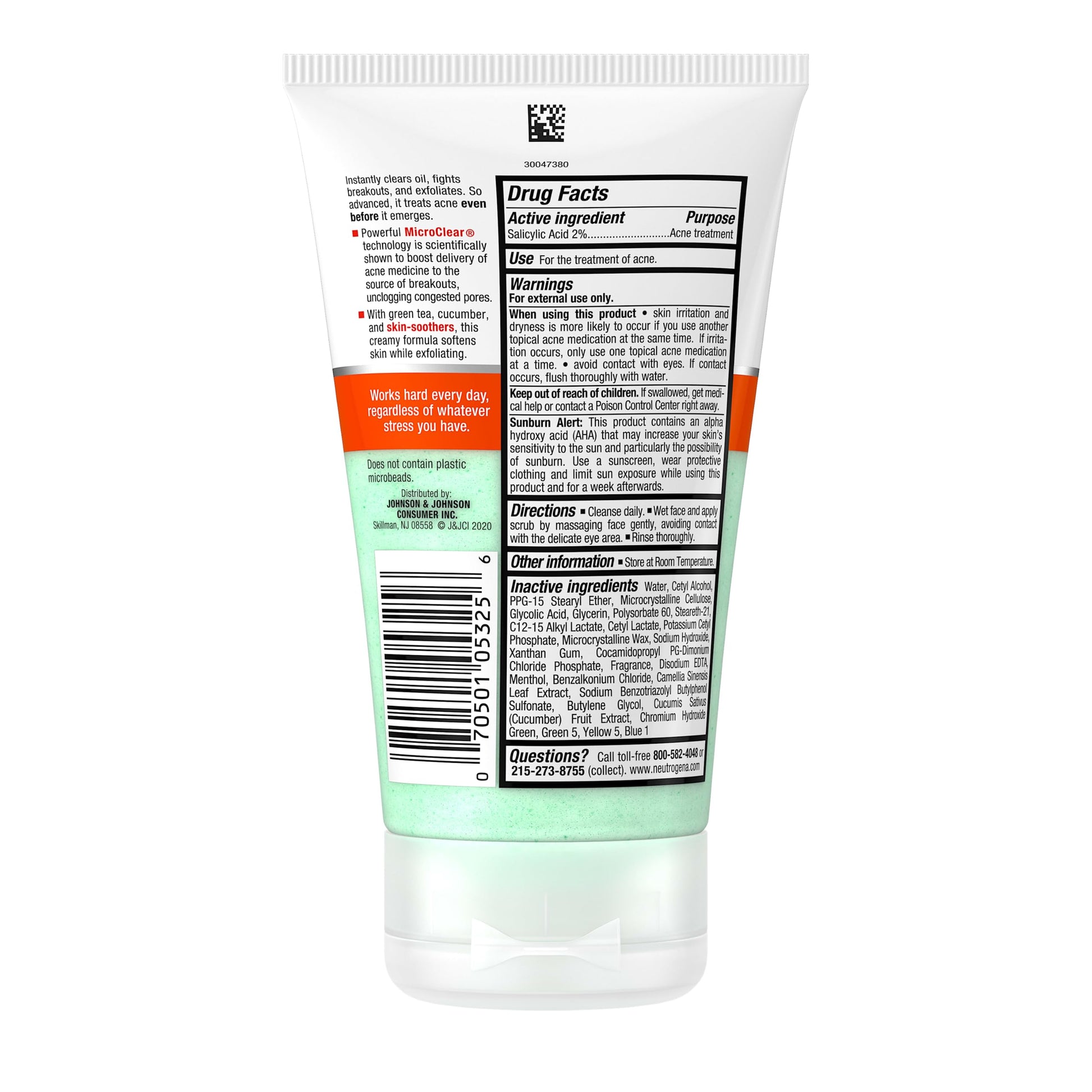 Dermatologist recommended acne treatment scrub tube isolated against a solid background.
