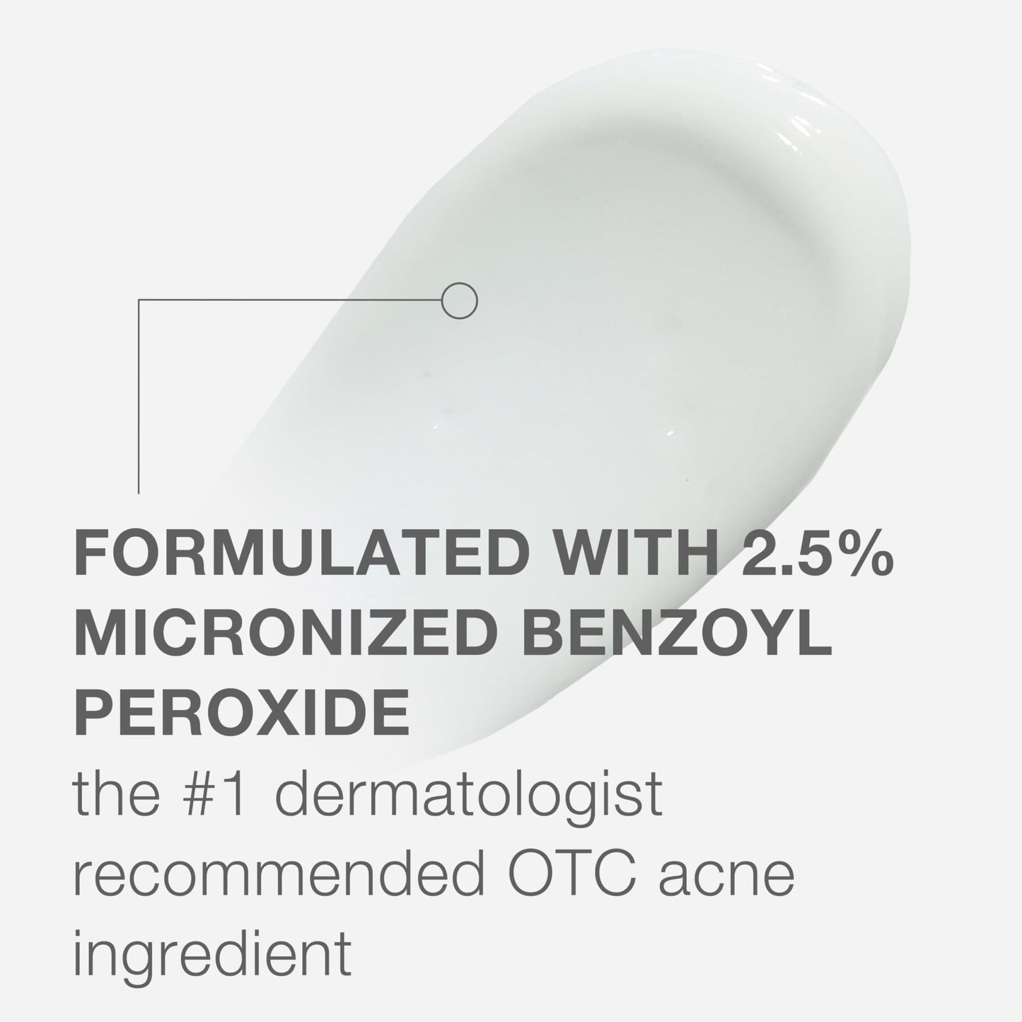 Close up of the 2.5% micronized benzoyl peroxide concentration text on the front packaging of the Neutrogena morning acne gel.
