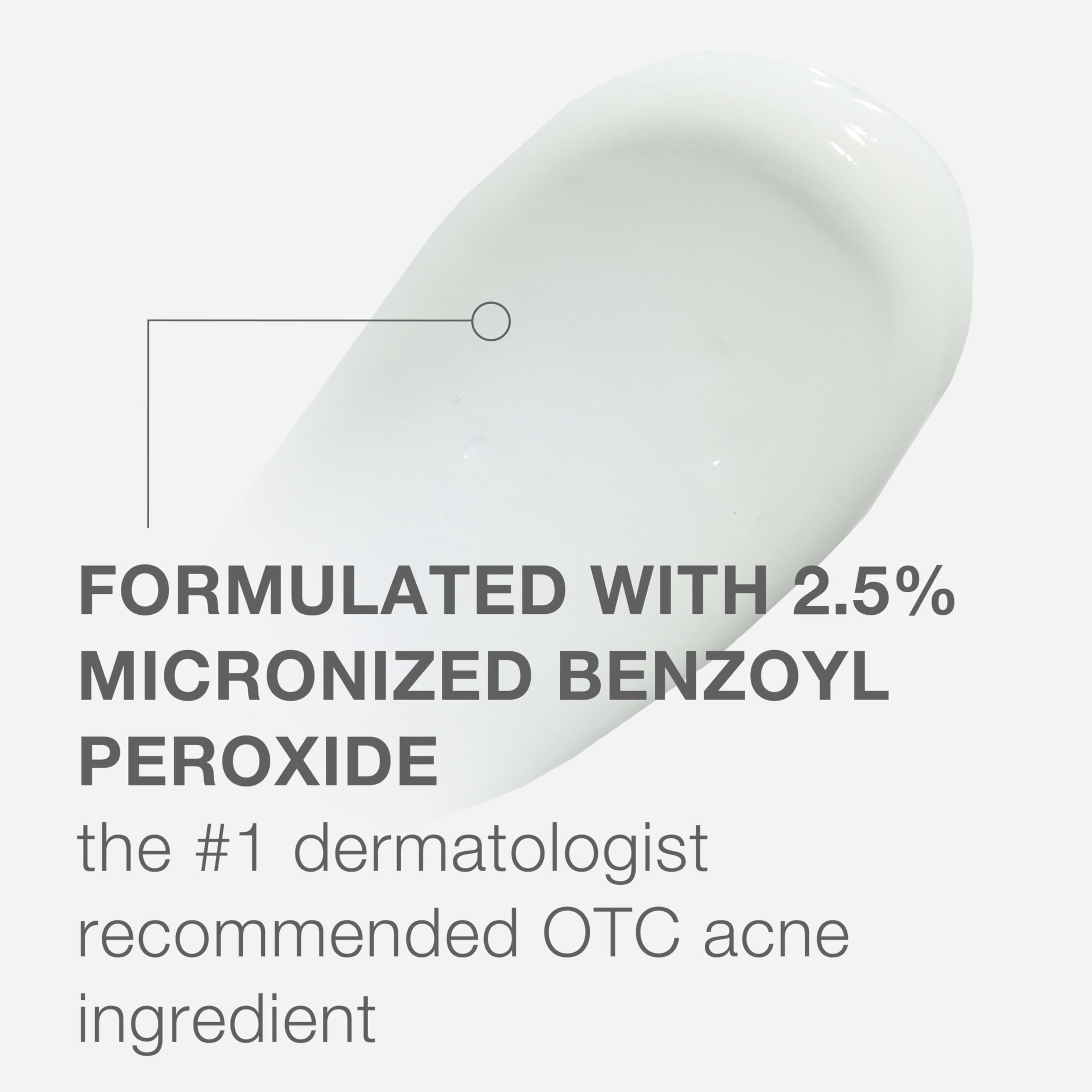 Close up of the 2.5% micronized benzoyl peroxide concentration text on the front packaging of the Neutrogena morning acne gel.
