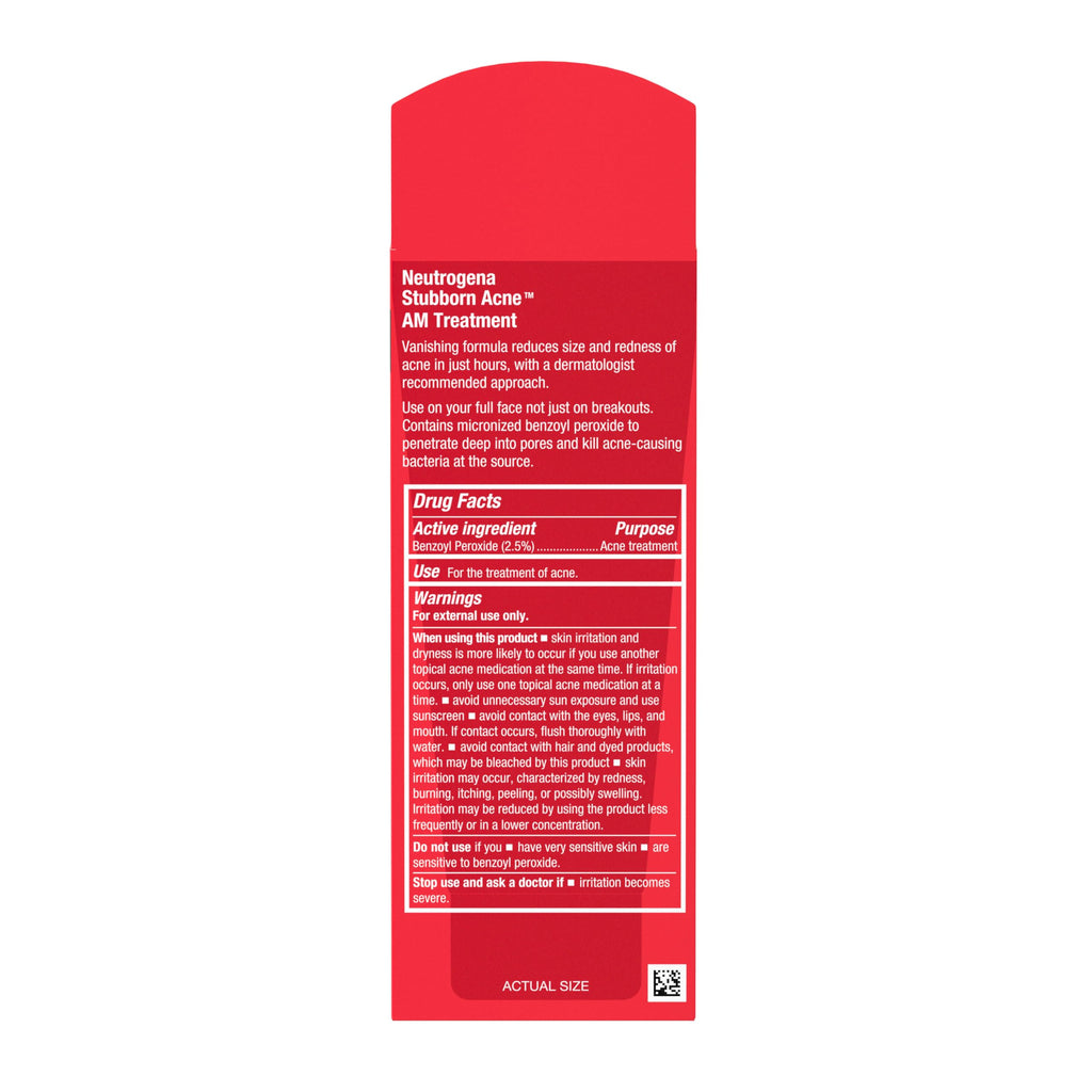 Neutrogena Stubborn Acne AM Treatment placed on a clean surface