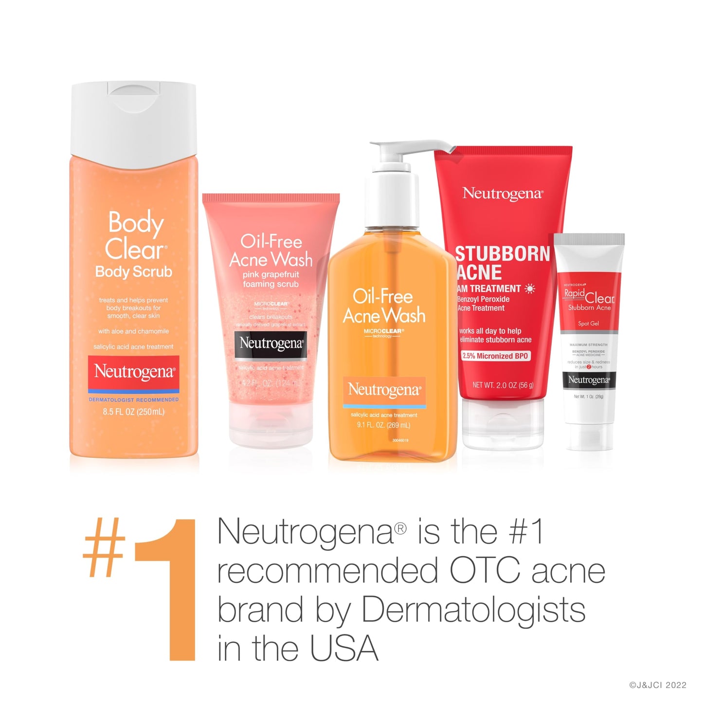 Neutrogena two percent salicylic acid non-comedogenic cleanser package layout for modern skincare routines.