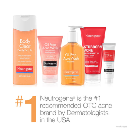 Neutrogena two percent salicylic acid non-comedogenic cleanser package layout for modern skincare routines.