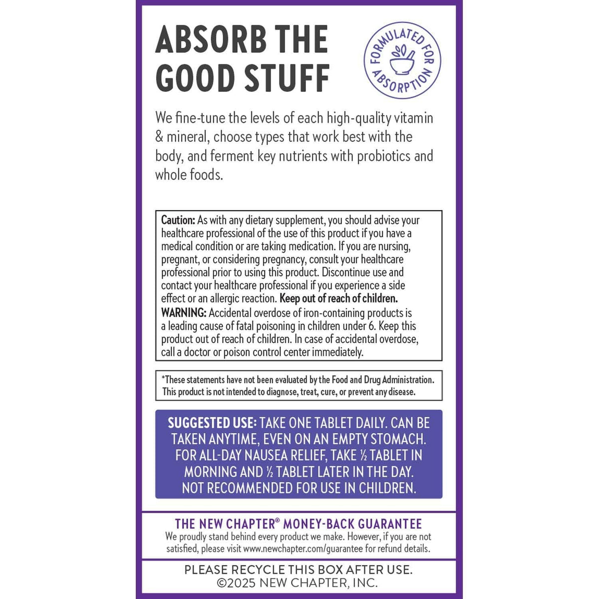 Daily serving size guidance and usage instructions printed on the product label.