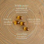 Wild Alaskan salmon oil softgels close up