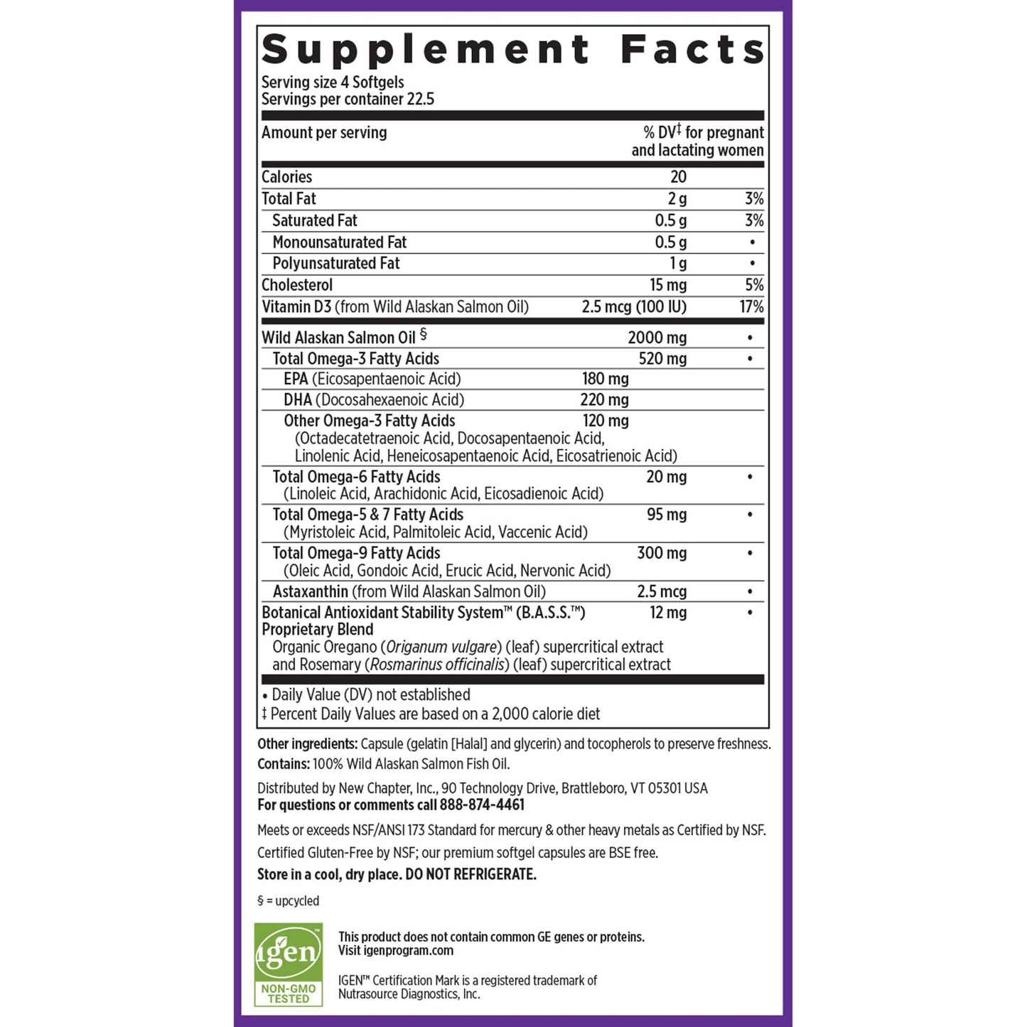 Side view of New Chapter Wholemega for Moms supplement packaging