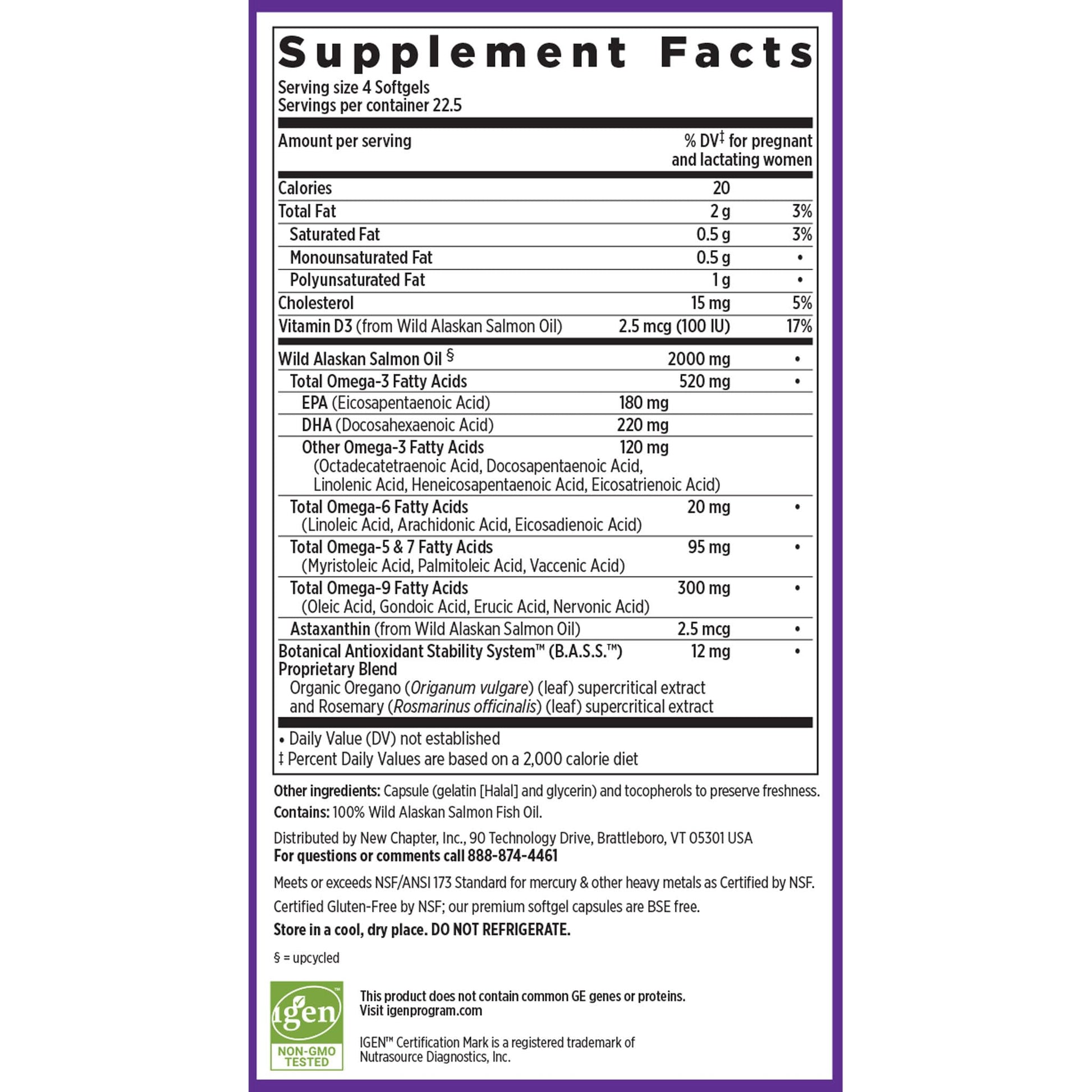 Side view of New Chapter Wholemega for Moms supplement packaging