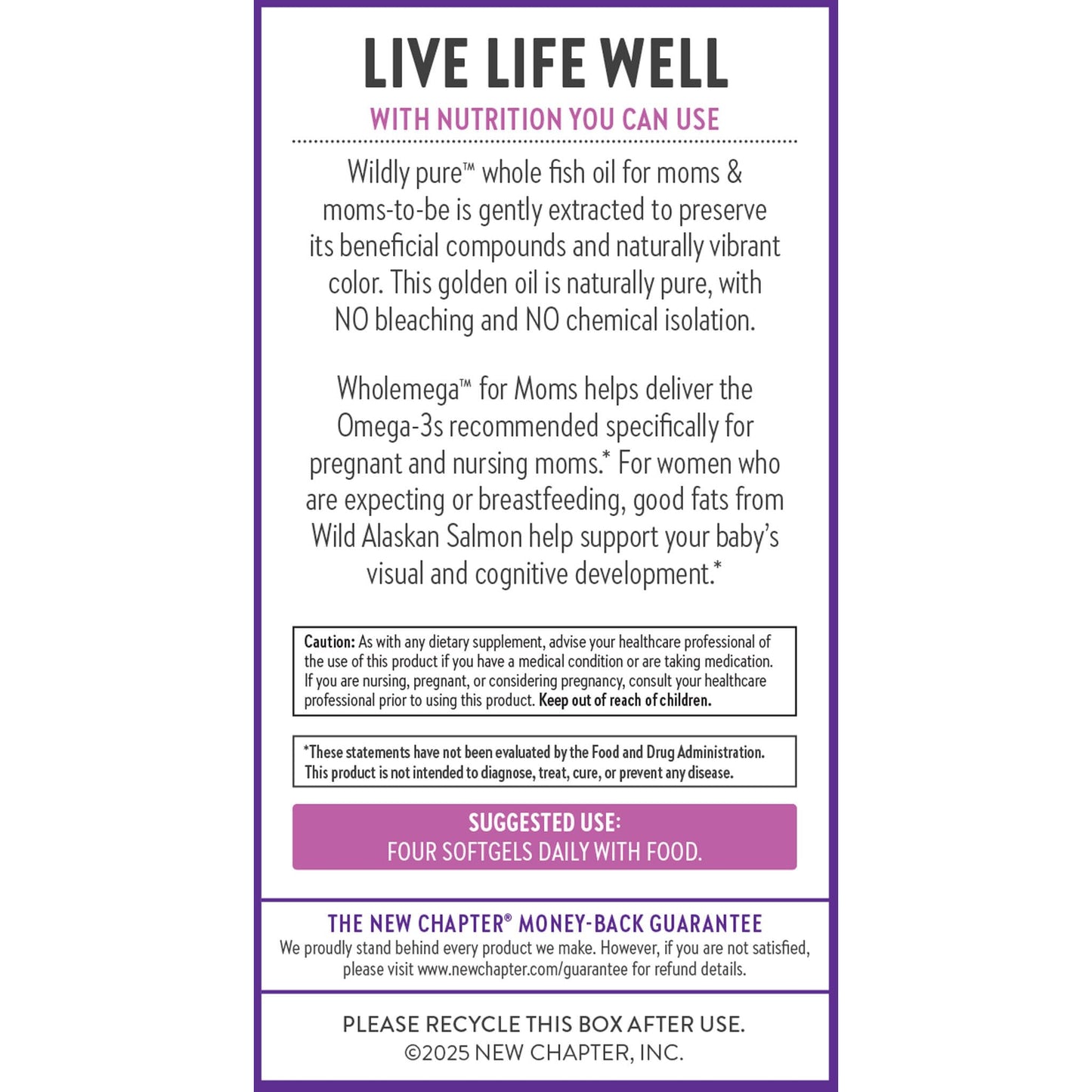 New Chapter Wholemega for Moms 90 softgels box packaging