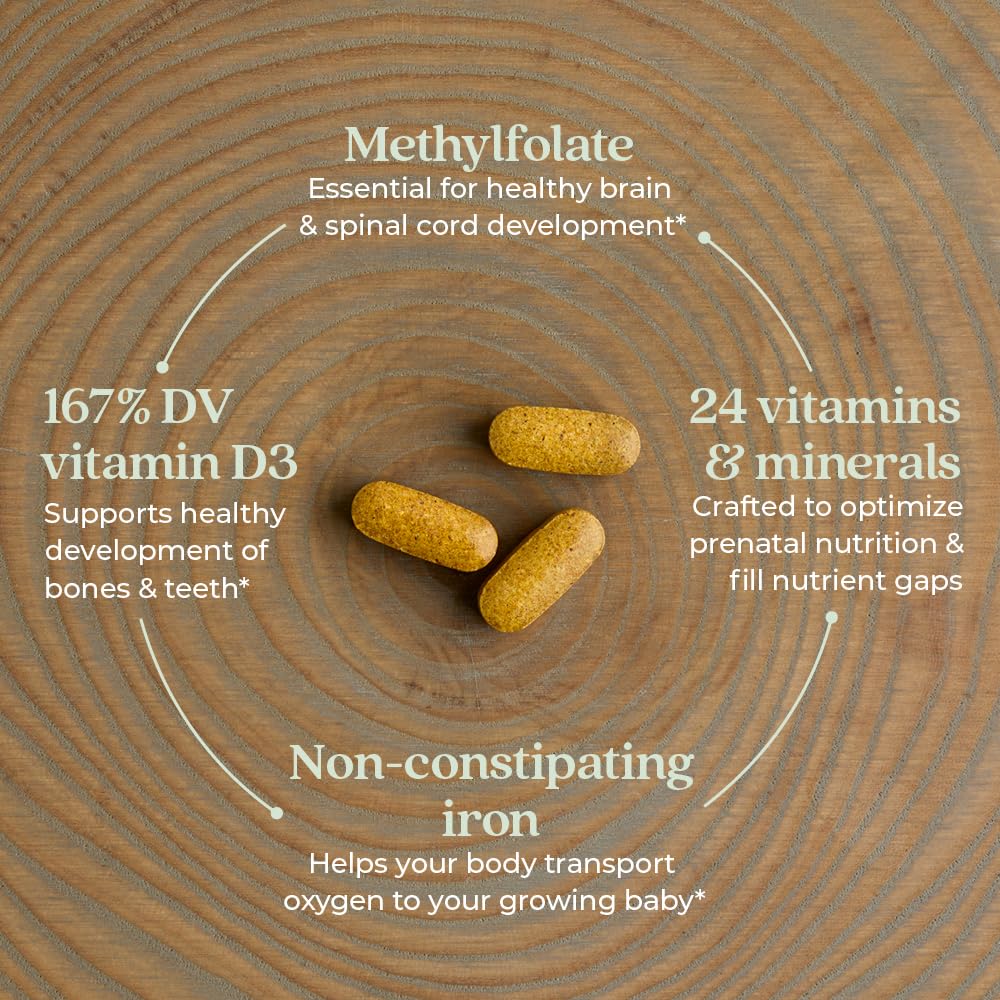 Organic and non-GMO label on New Chapter prenatal bottle